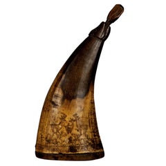 Gunpowder Horn with Great Engravings, 18th Century