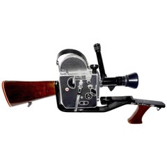 Gunstock with Bolex Movie Camera, Handgrip, by Famous Gun Smith, Mid-20th Century