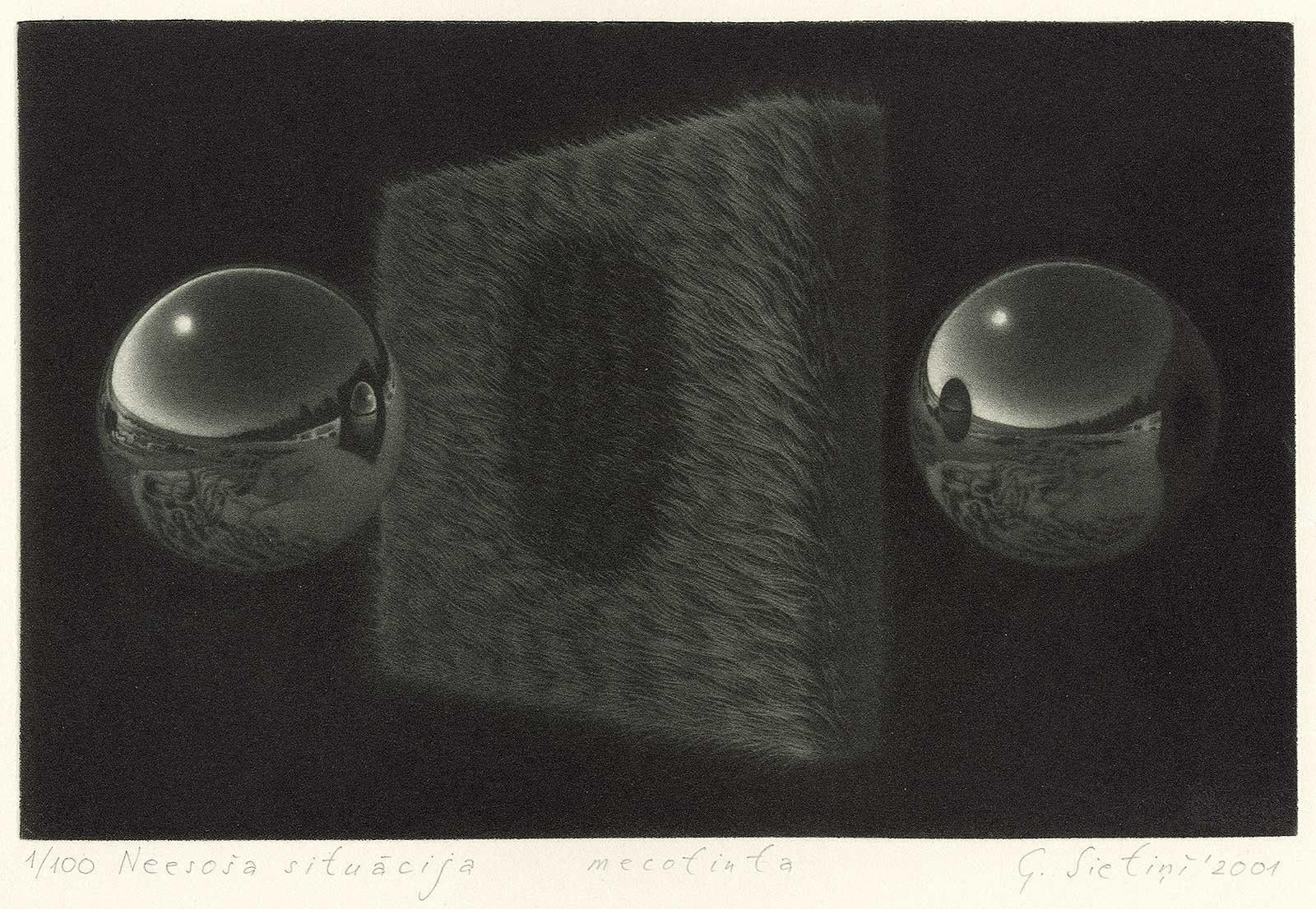 Non Sequitor (sphere represents a reflection of the past and a vision of future) - Abstract Print by Guntars Sietins