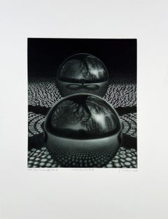 Rakstzimes (Characters) XVII / ∞-B, mezzotint by Guntars Sietins