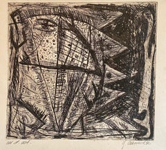 Vintage Austrian Junge Wilde Abstract Etching Hand Signed, Neo Expressionist Art Print