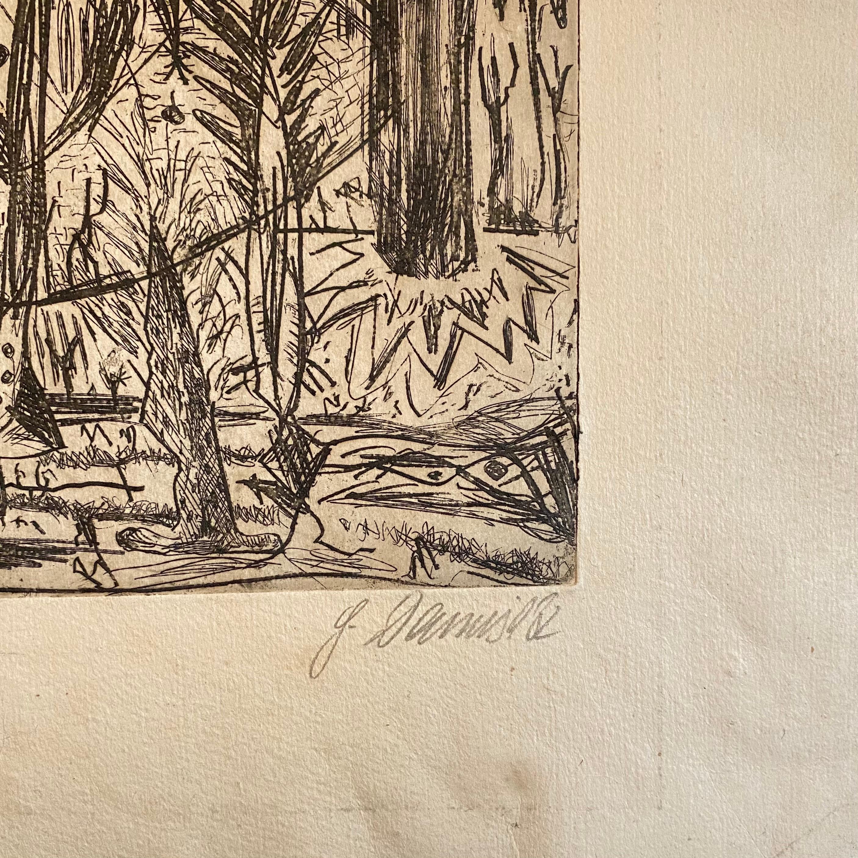 Österreichischer Dschungel Abstrakte Radierung Handsigniert, New Expressionist  (Zeitgenössisch), Print, von Gunter Damisch