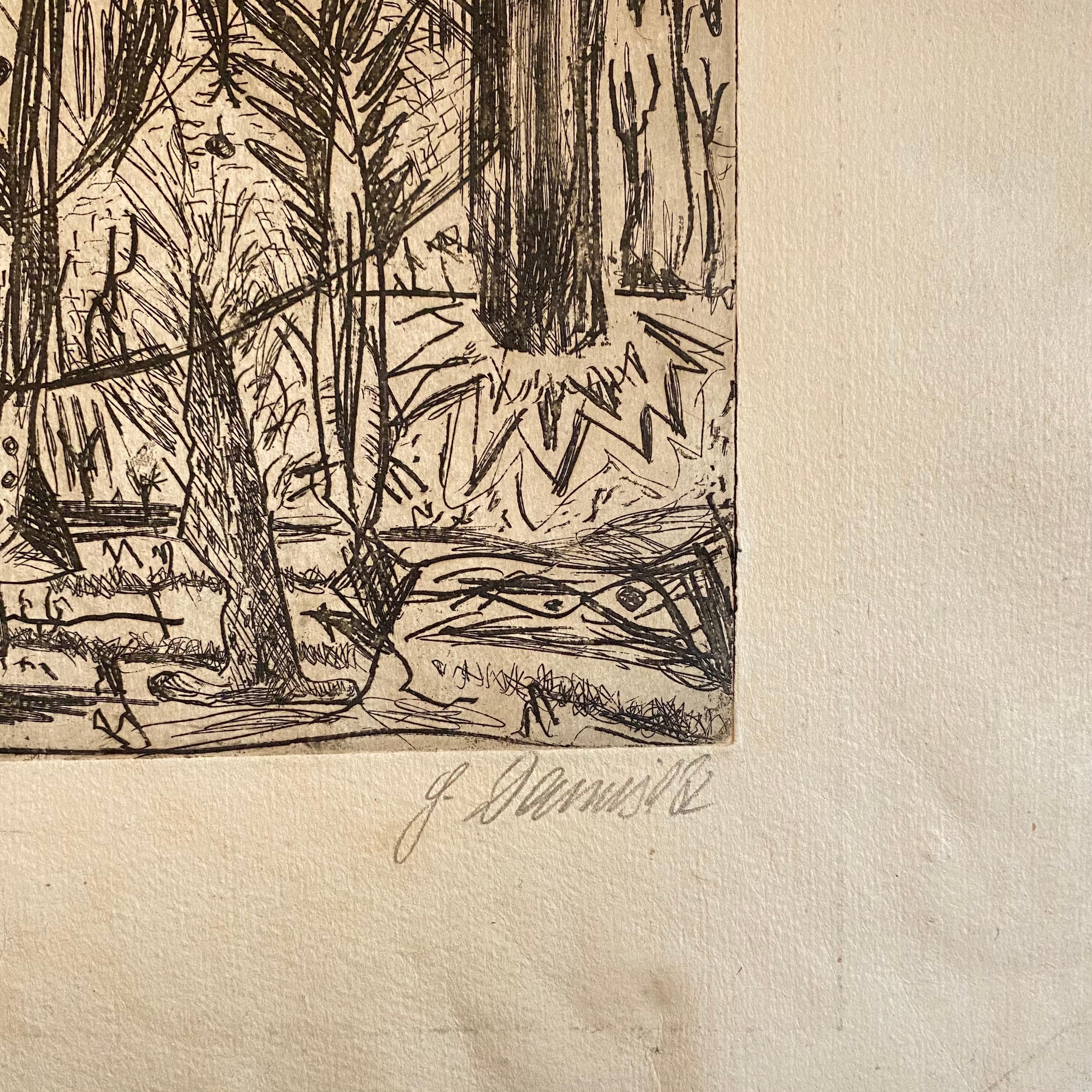 Austrian Junge Wilde Abstract Etching Hand Signed, New Expressionist - Contemporary Print by Gunter Damisch