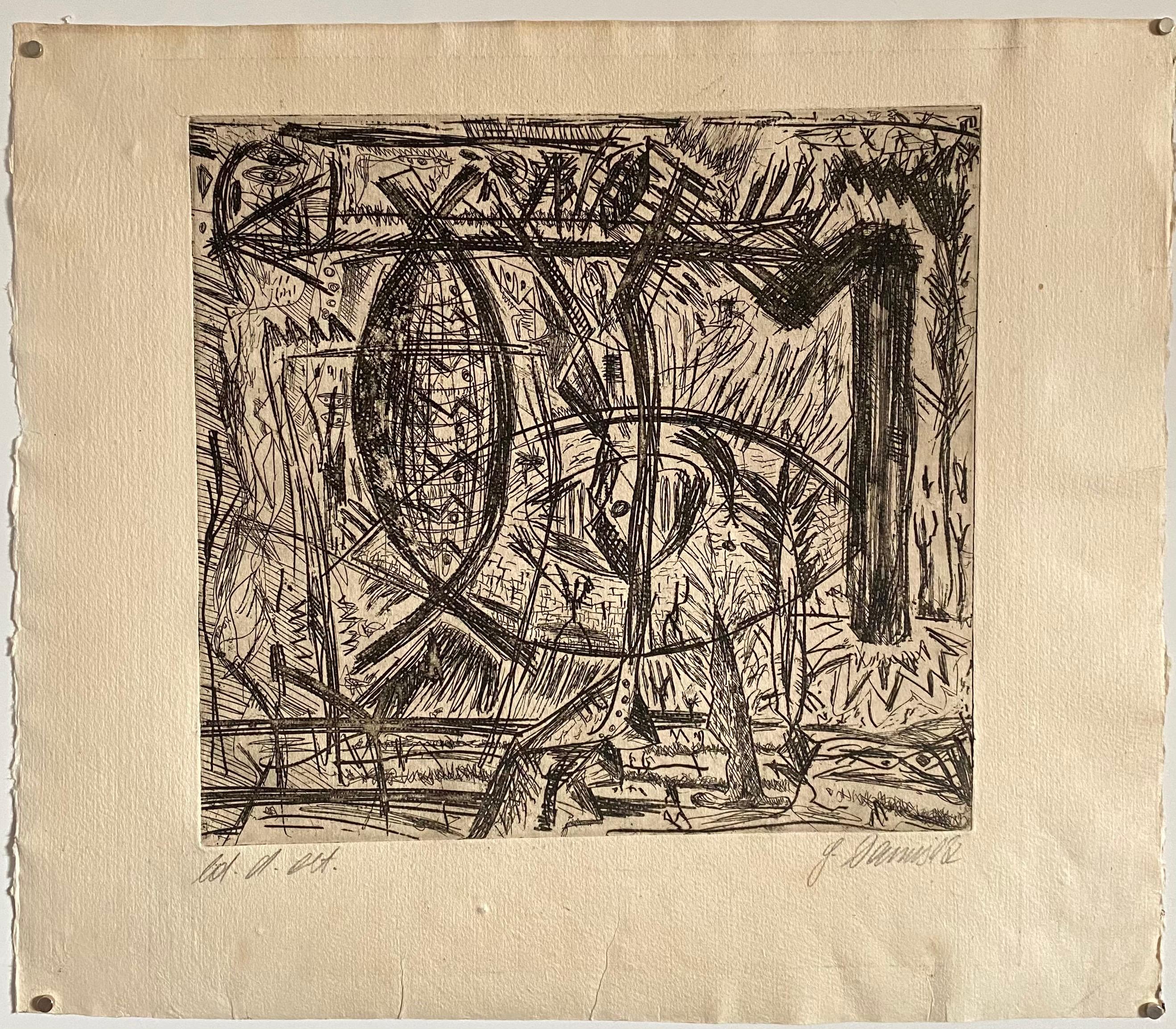 Austrian Junge Wilde Abstract Etching Hand Signed, New Expressionist For Sale 1