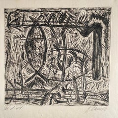 Used Austrian Junge Wilde Abstract Etching Hand Signed, New Expressionist 