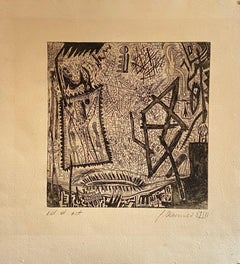 Austrian Junge Wilde Abstract Etching Print Hand Signed, Neo Expressionist Art