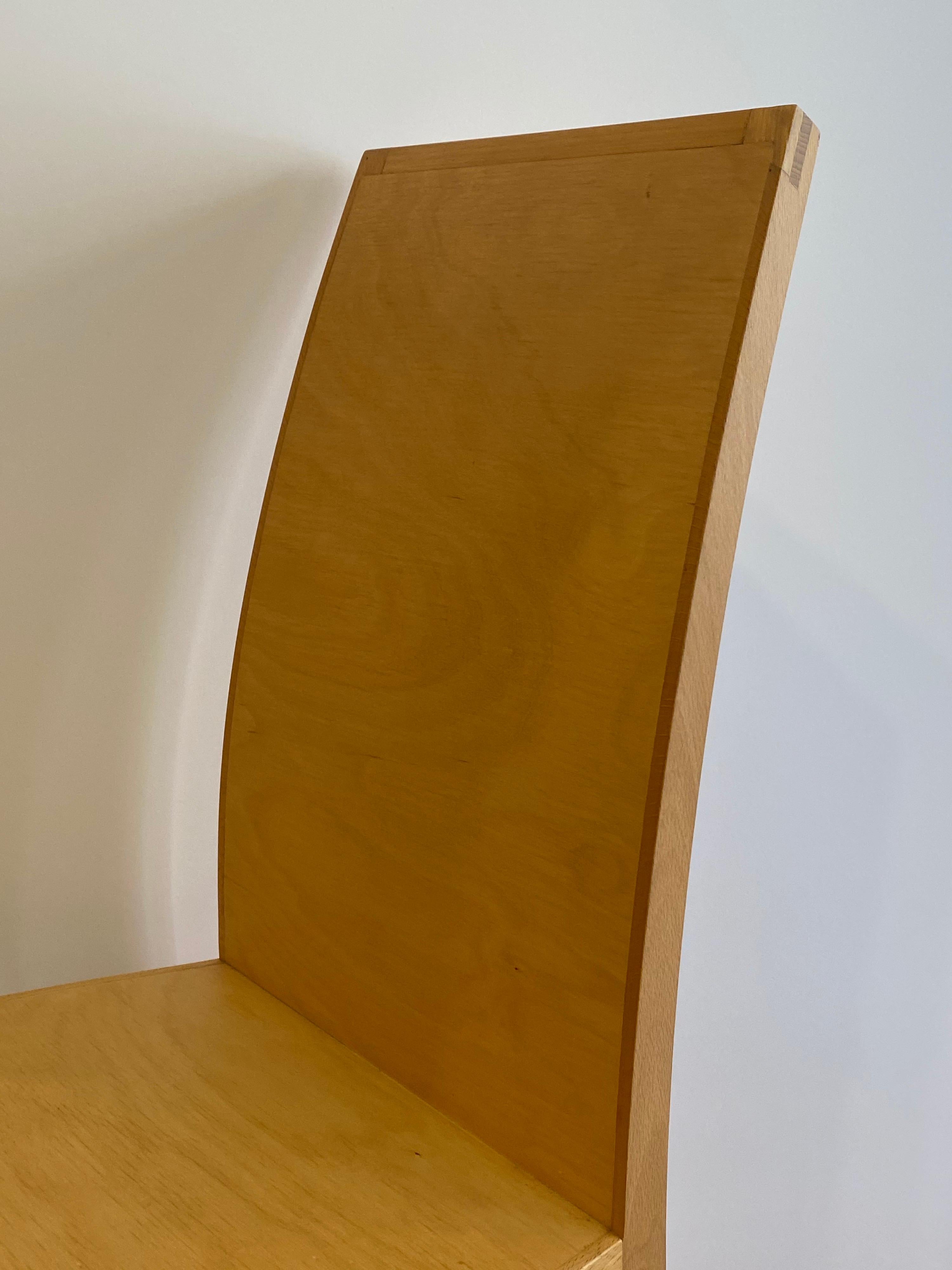 Gunter Konig Birch Artist Built Chair 12/12, 2001 In Good Condition In Philadelphia, PA