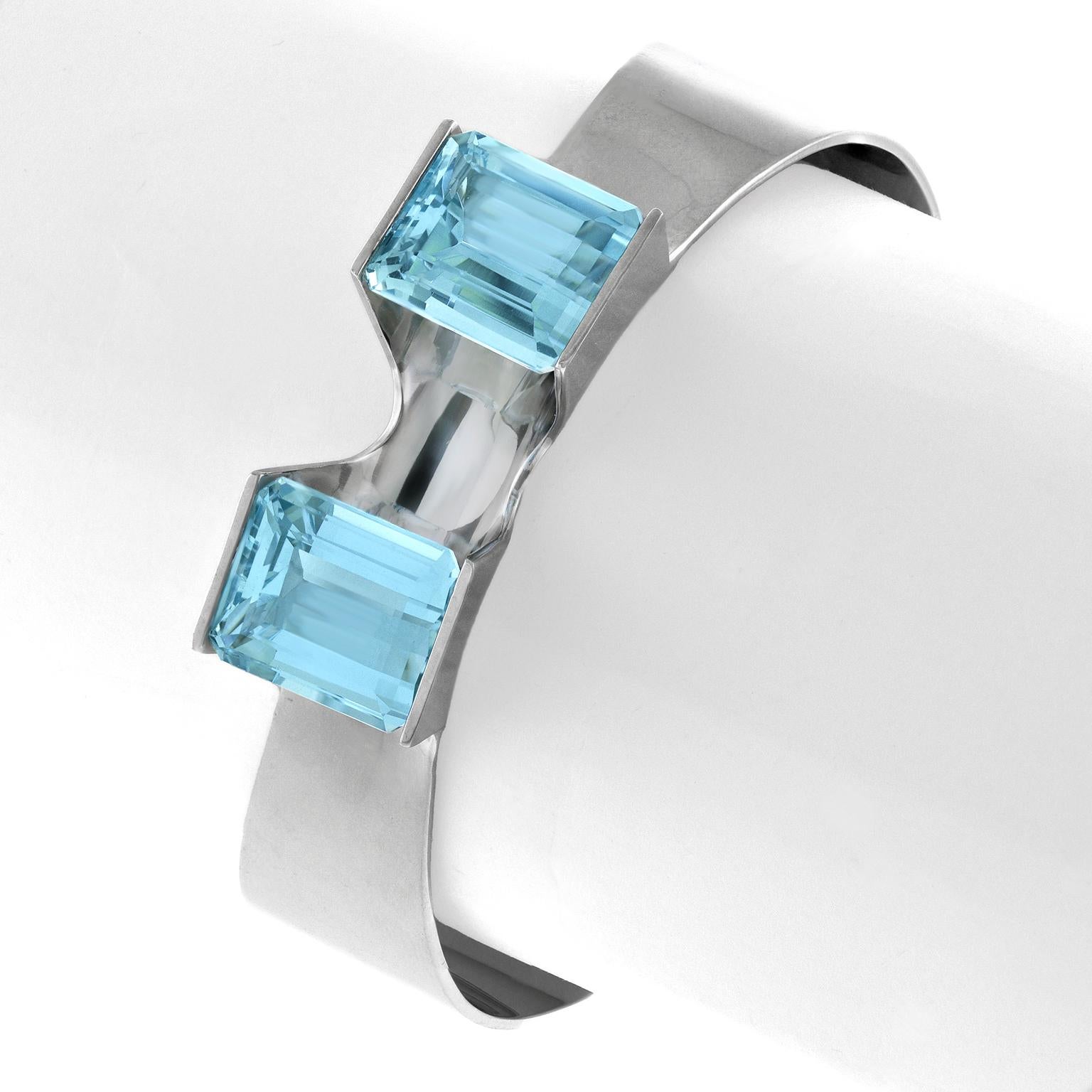Modernist Günter Wyss Hyper-Modern Aquamarine Bracelet For Sale