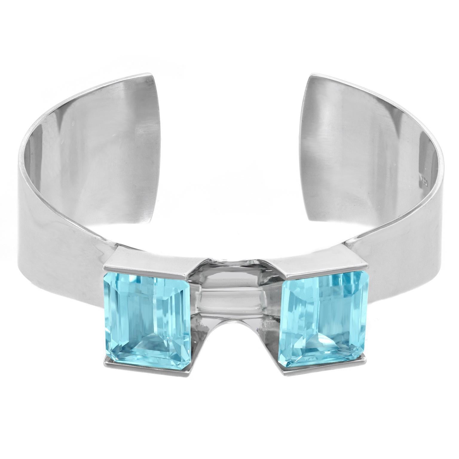 Günter Wyss Hyper-Modern Aquamarine Bracelet For Sale 3