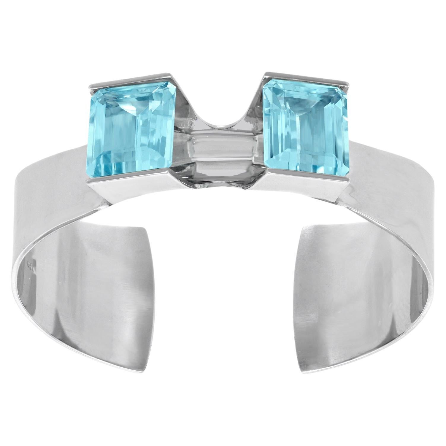 Günter Wyss Hyper-Modern Aquamarine Bracelet For Sale