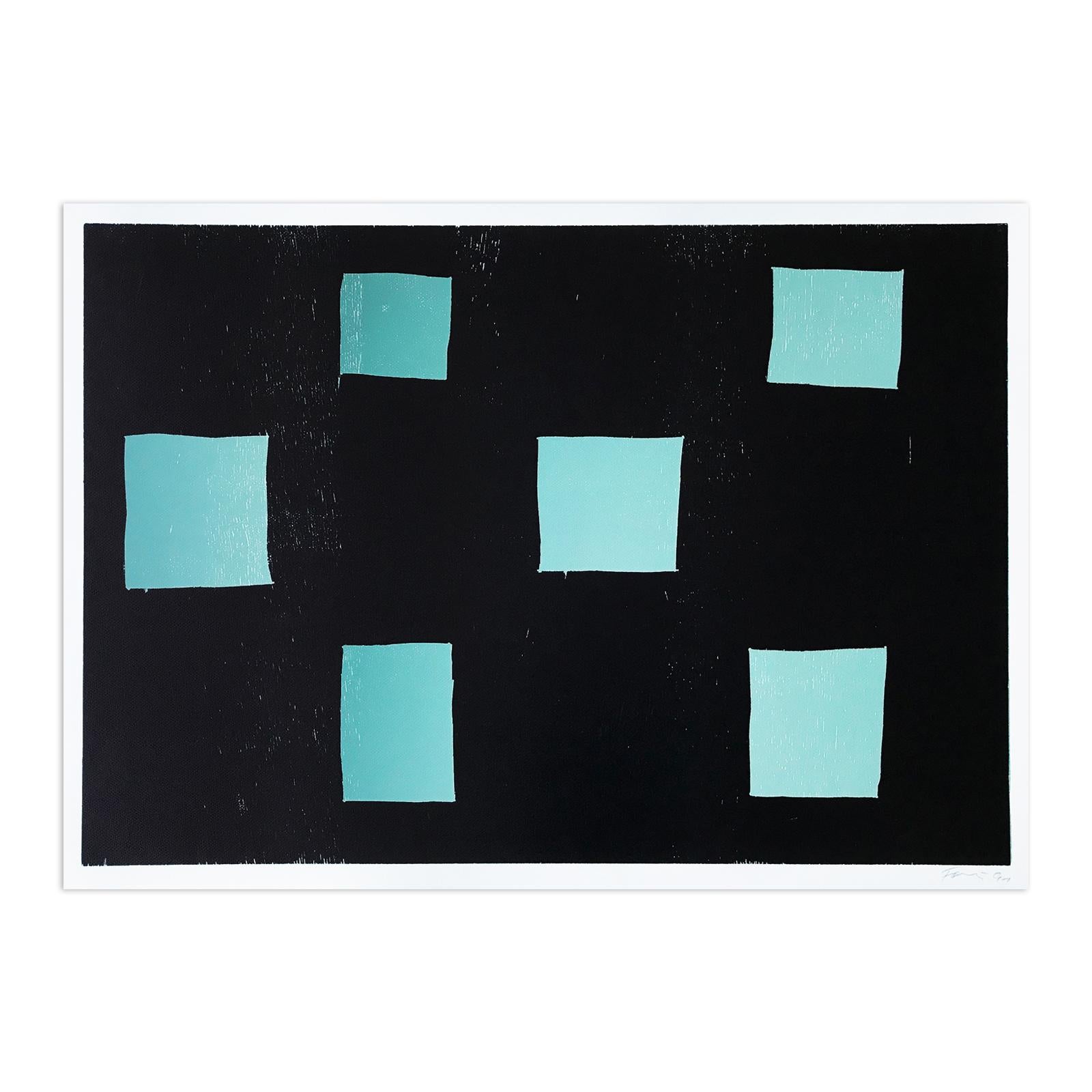 Günther Förg, Seis rectángulos - xilografía en colores, arte abstracto, impresión firmada