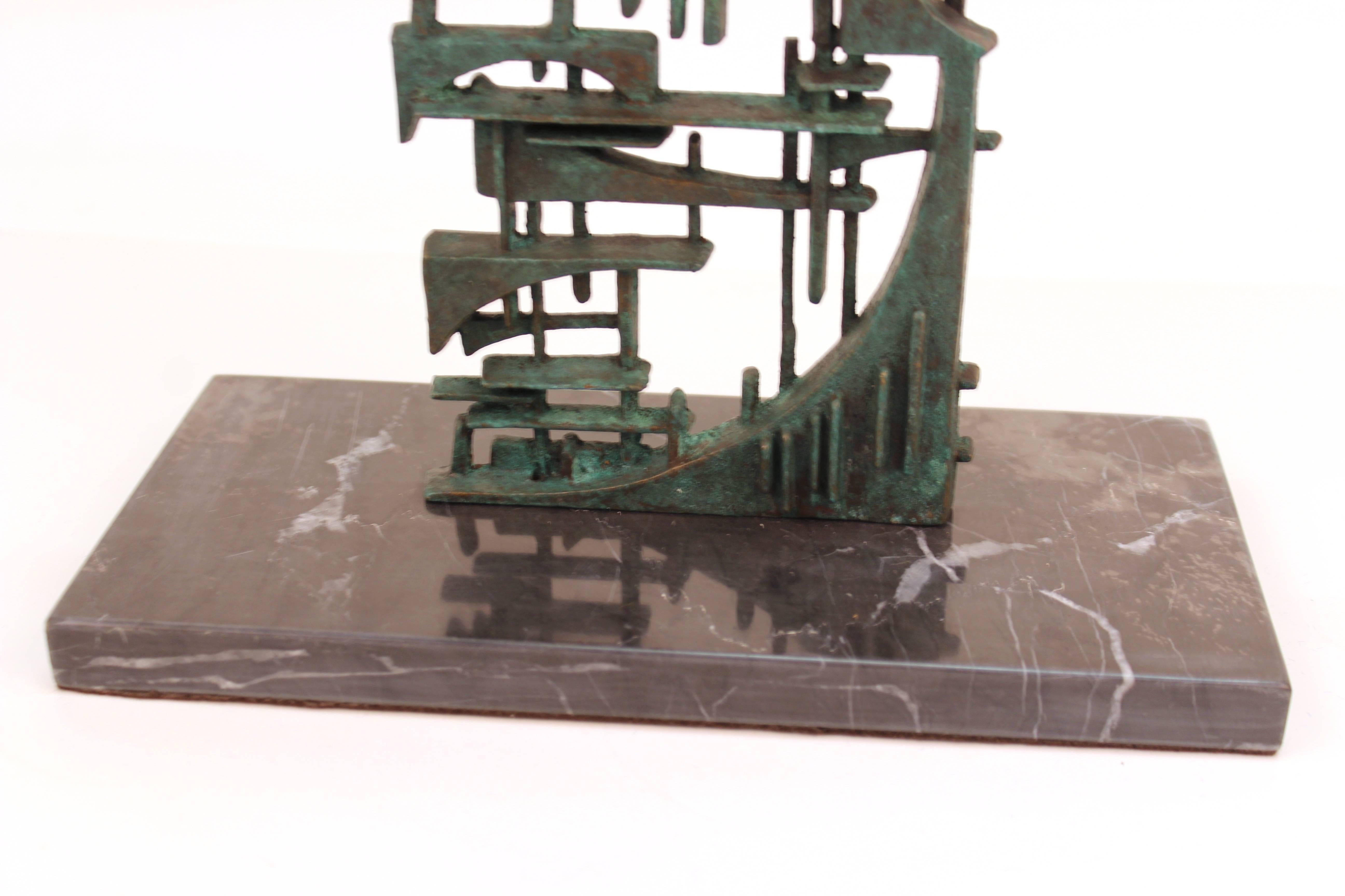 Brutalist Gunther Gerzso Bronze Abstract Sculpture on Marble Base