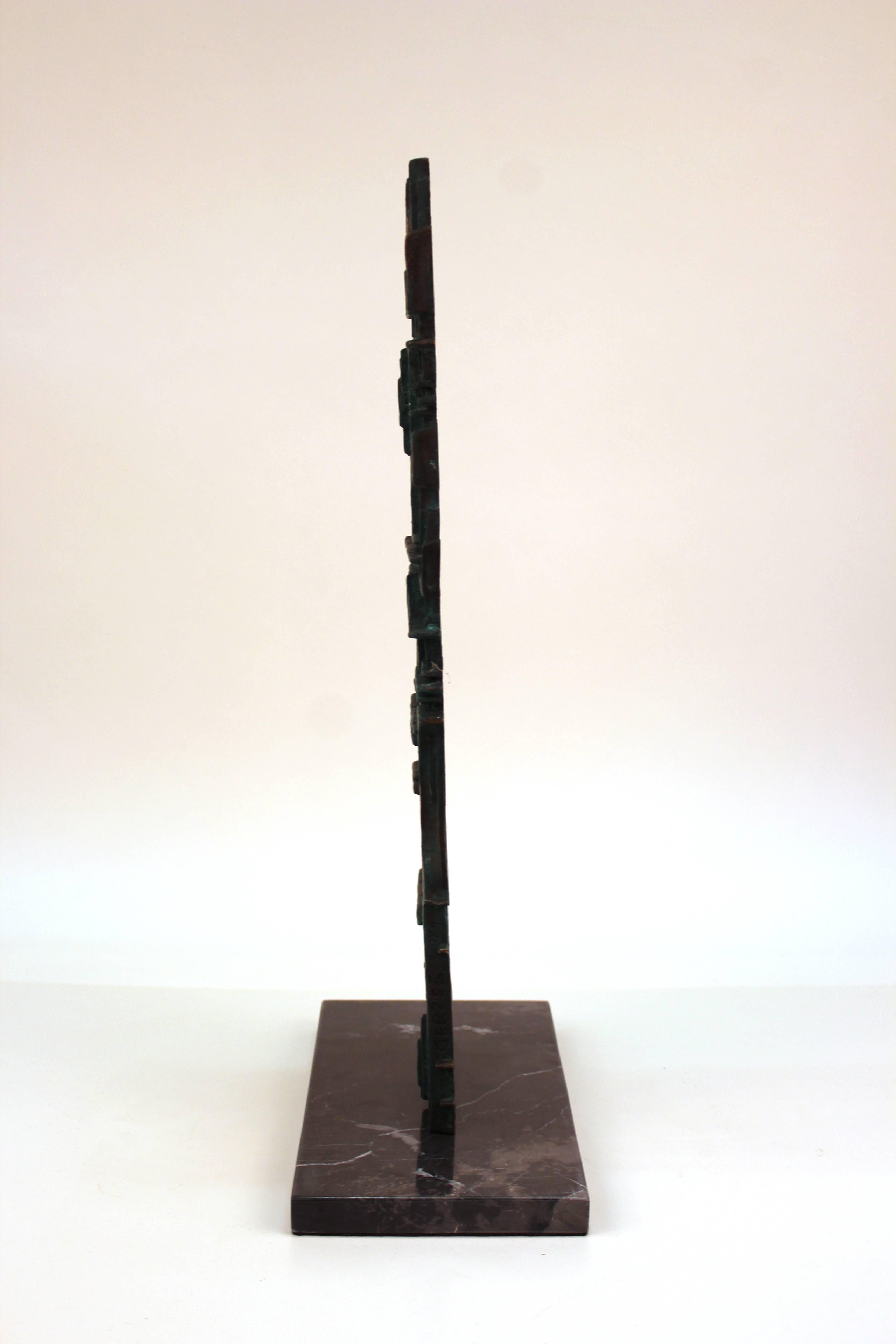Gunther Gerzso Bronze Abstract Sculpture on Marble Base 1