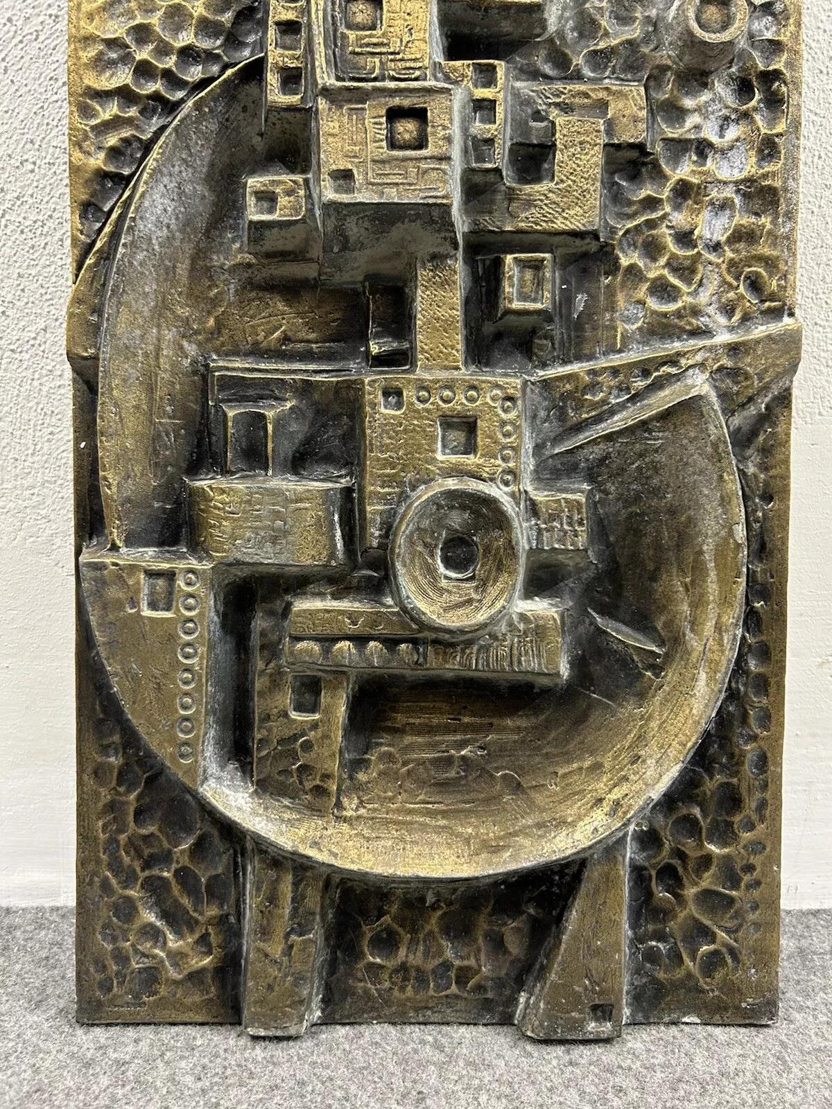 Italian Gunther Gerzso Mexican Modernist Master Silvered Cast Abstract Sculpture Relief