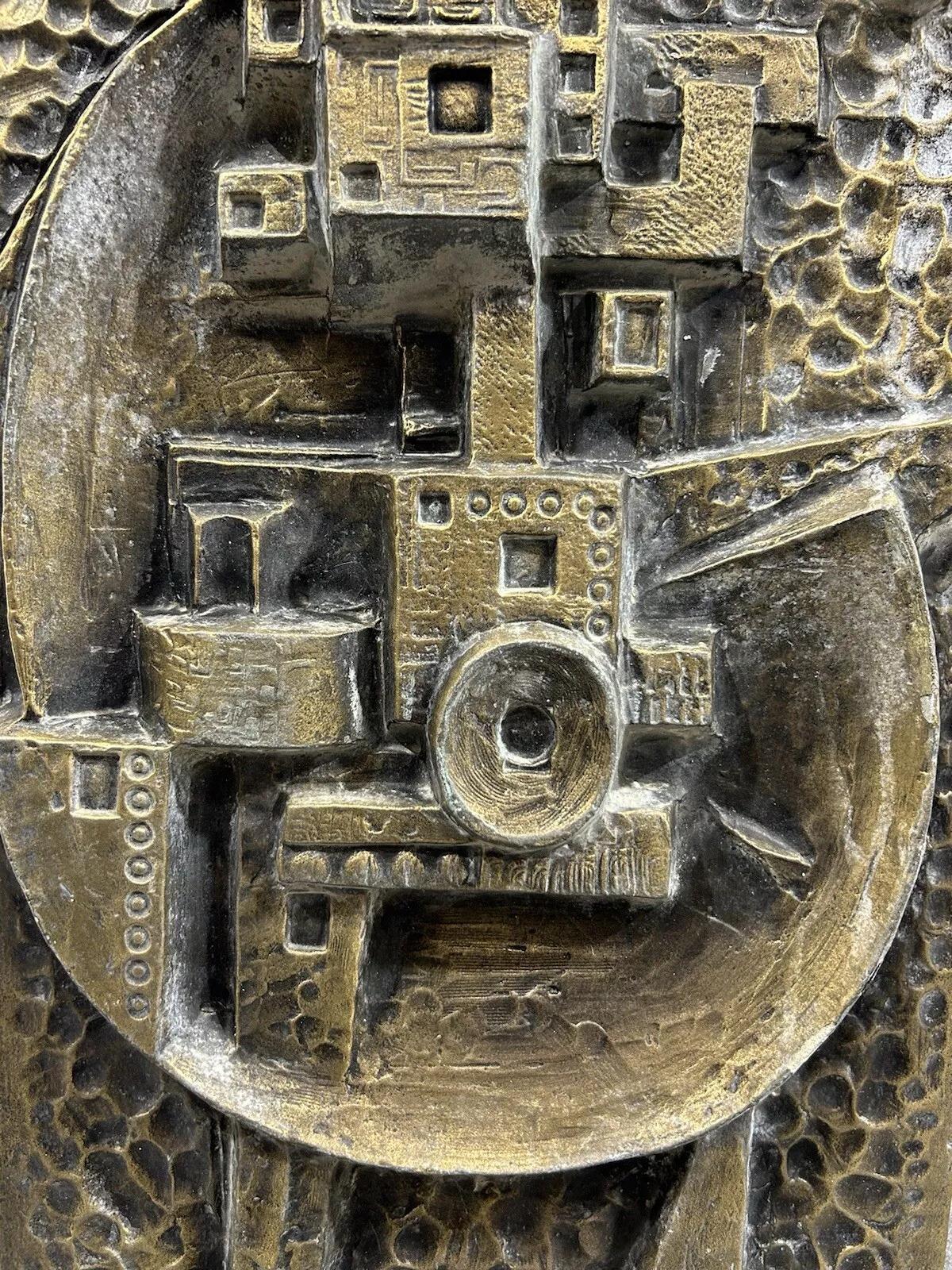 Resin Gunther Gerzso Mexican Modernist Master Silvered Cast Abstract Sculpture Relief