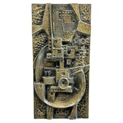 Gunther Gerzso Mexican Modernist Master Silvered Cast Abstract Sculpture Relief