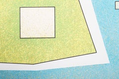 Blue, Yellow Squares, Geometric Abstract Lithograph by Gunther Gerzso