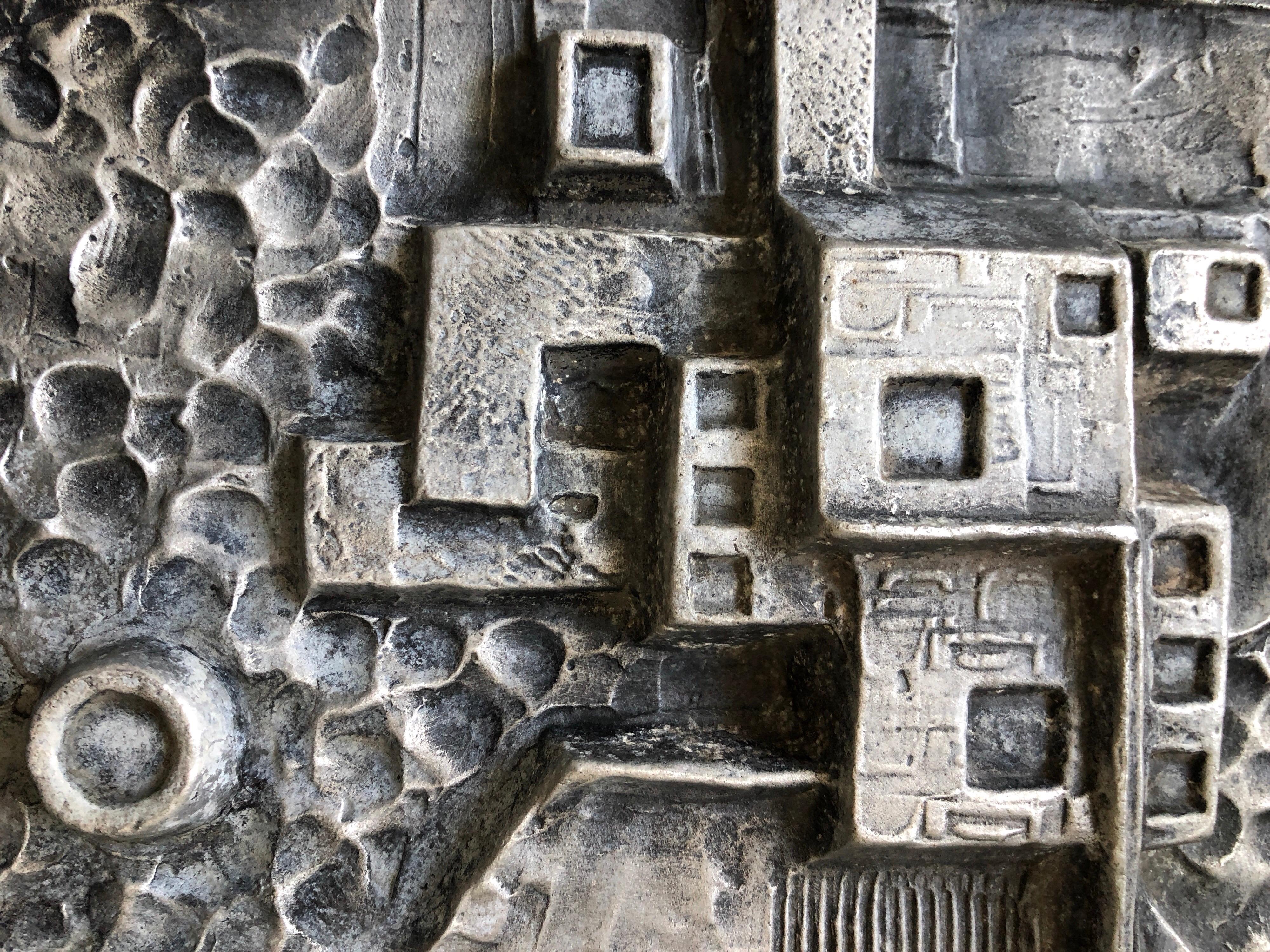 Mexican Modernist Master Silvered Cast Abstract Sculpture Relief Gunther Gerzso 1