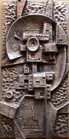 Mexican Modernist Master Silvered Cast Abstract Sculpture Relief Gunther Gerzso