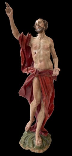 The Resurrection of Christ, polychrome wood carved sculpture. German Rococo.