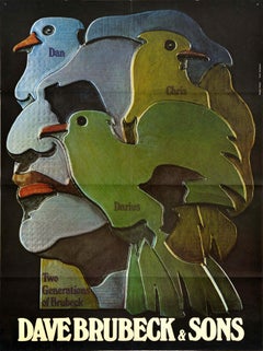 Affiche publicitaire originale vintage de musique Dave Brubeck And Sons, deux générations