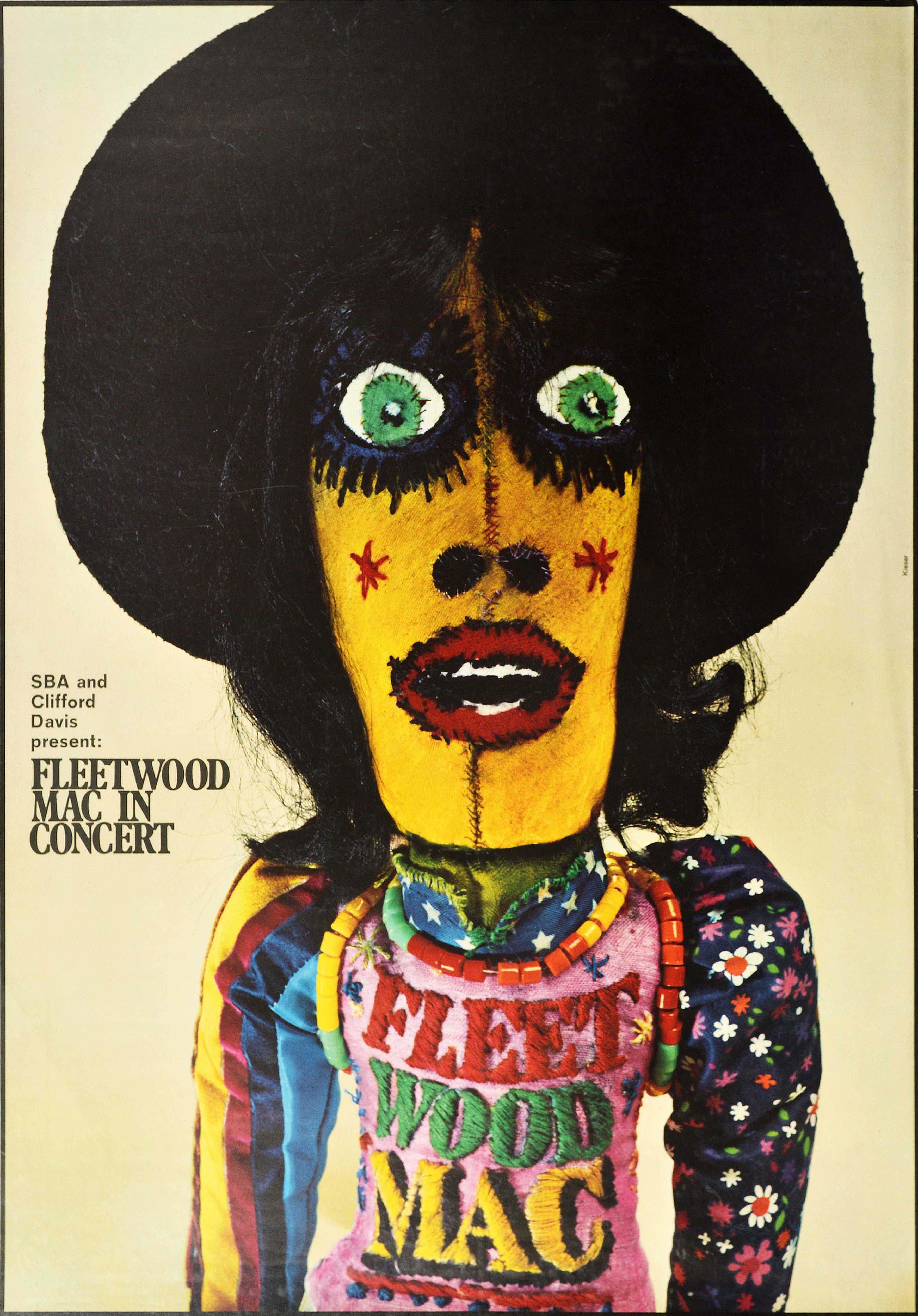 Günther Kieser Print - Original Vintage Music Poster For Fleetwood Mac In Concert Patchwork Doll Design