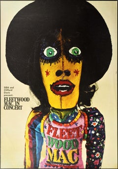 Affiche musicale vintage d'origine pour Fleetwood Mac In concert, dessin de poupée patchwork