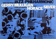 Affiche musicale vintage d'origine Norman Granz présentant le jazz au Philharmonic Art
