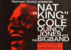 Affiche vintage d'origine Nat King Cole Quincy Jones Jazz Big Band, concert de musique