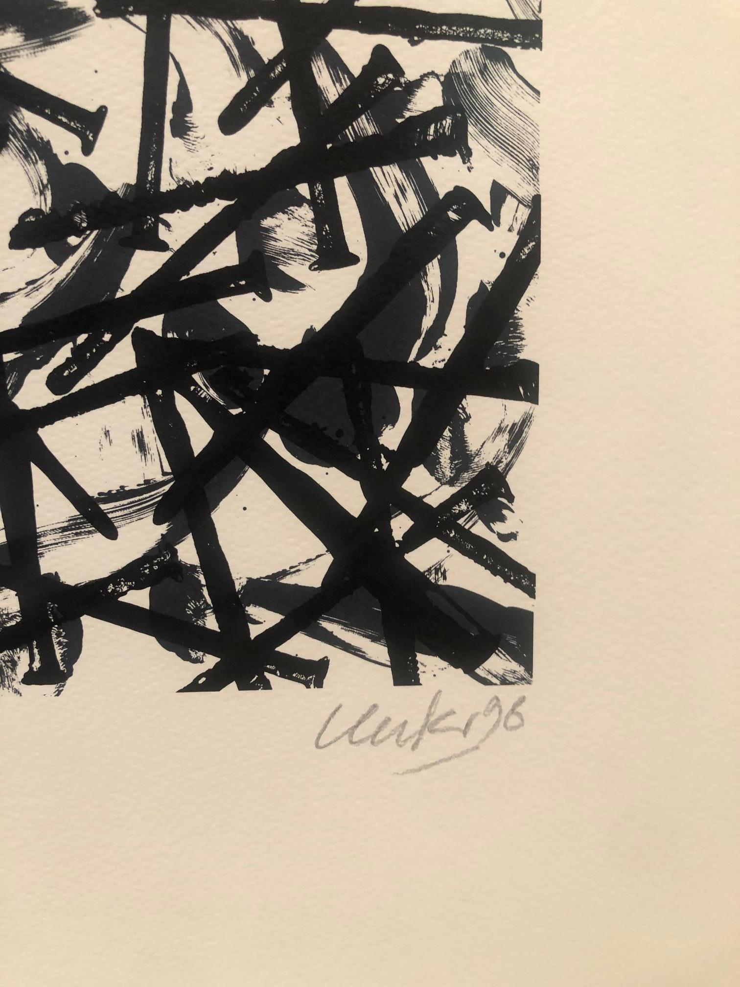 Injuries-Connections - œuvre d'art contemporaine abstraite de Gnther Uecker ZERO  - Beige Abstract Print par Günther Uecker