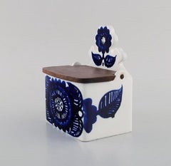 Gunvor Olin Gronqvist for Arabia, Porcelain Salt Box Decorated with Blue Flowers