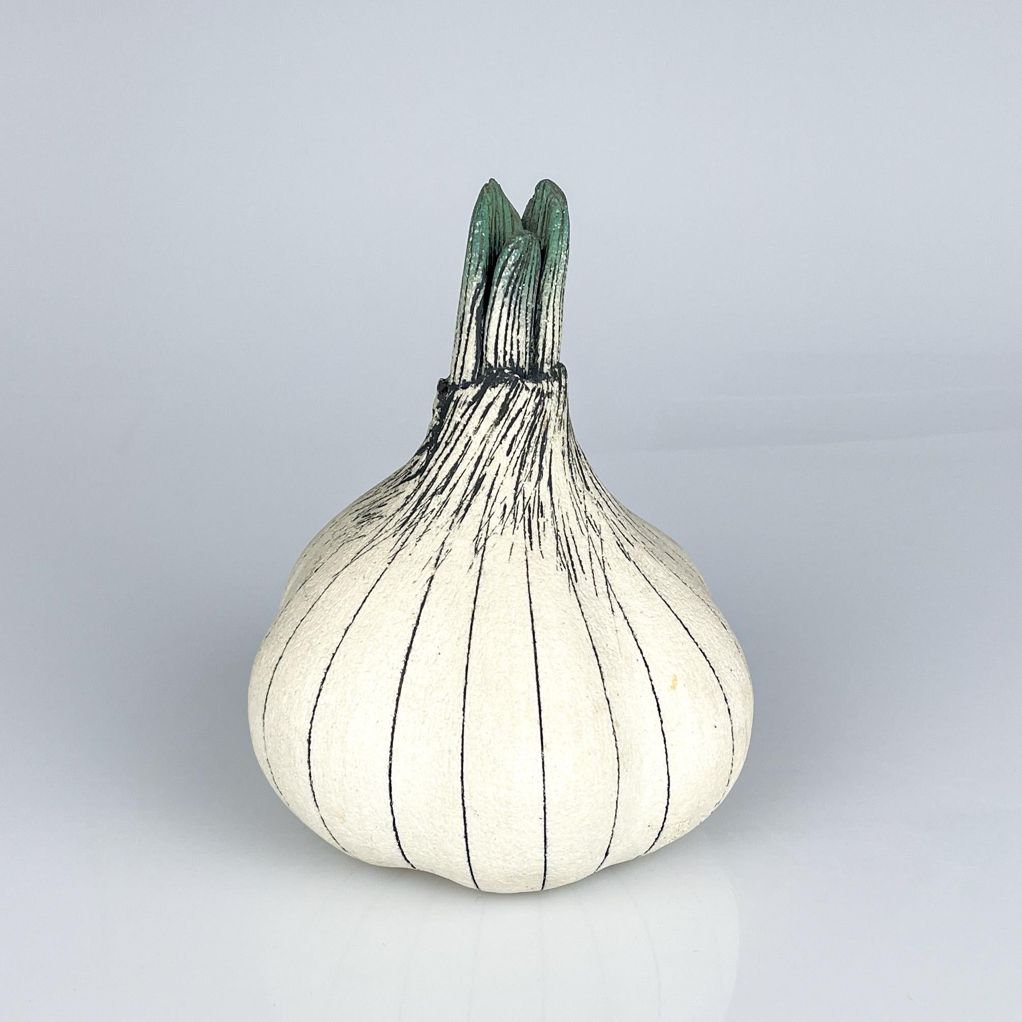 Late 20th Century Gunvor Olin-Grönqvist Scandinavian Modern Stoneware Sculpture Garlic Handmade