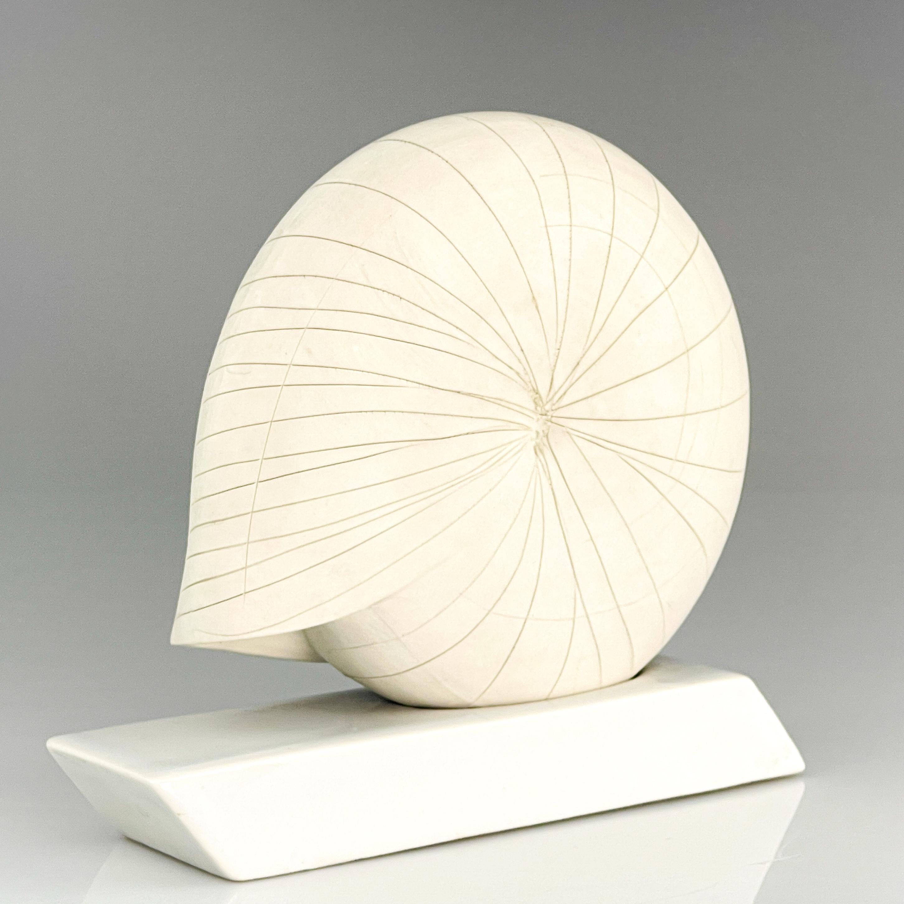 Fired Gunvor Olin-Grönqvist Scandinavian Modern Stoneware Sculpture Shell Handmade For Sale