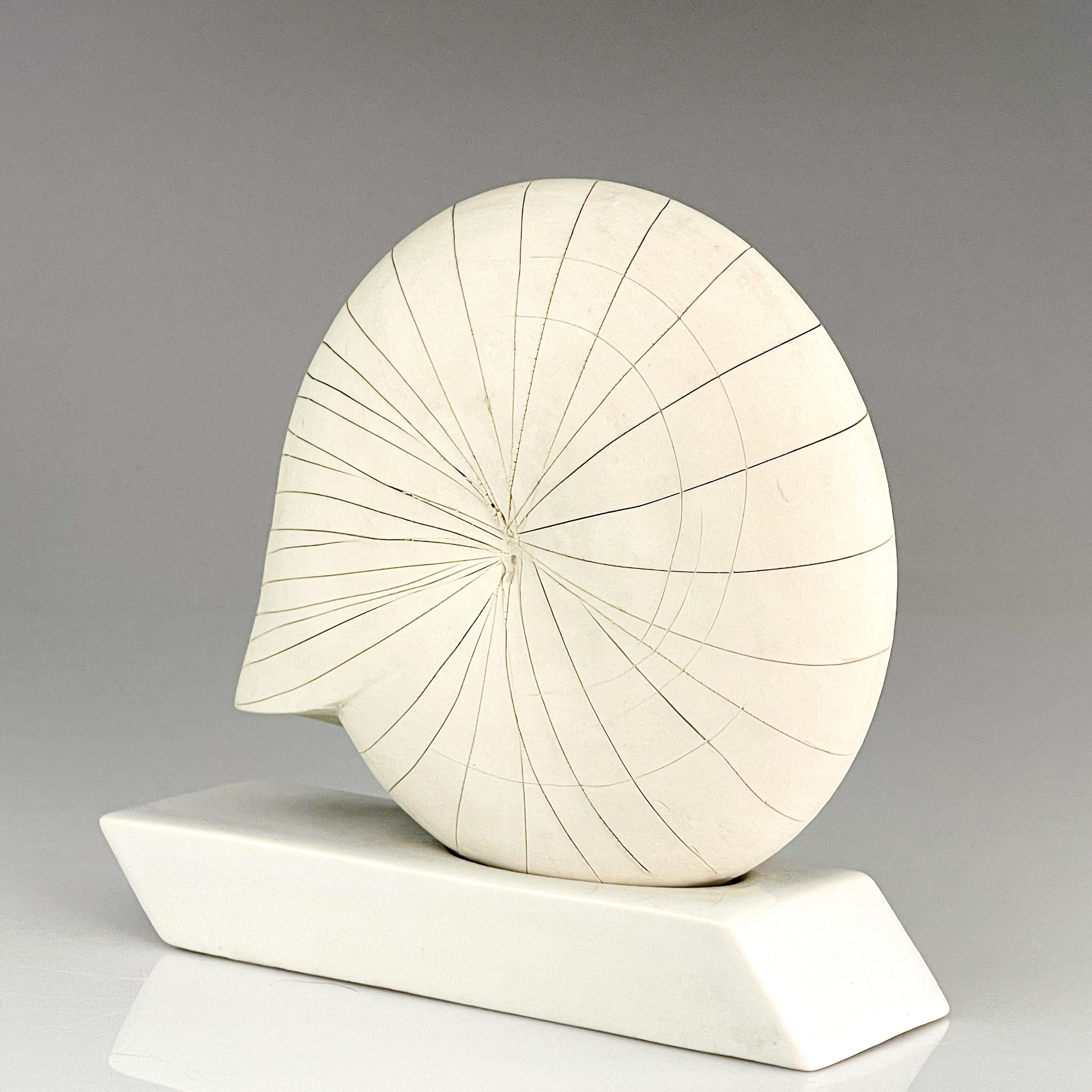 Late 20th Century Gunvor Olin-Grönqvist Scandinavian Modern Stoneware Sculpture Shell Handmade For Sale