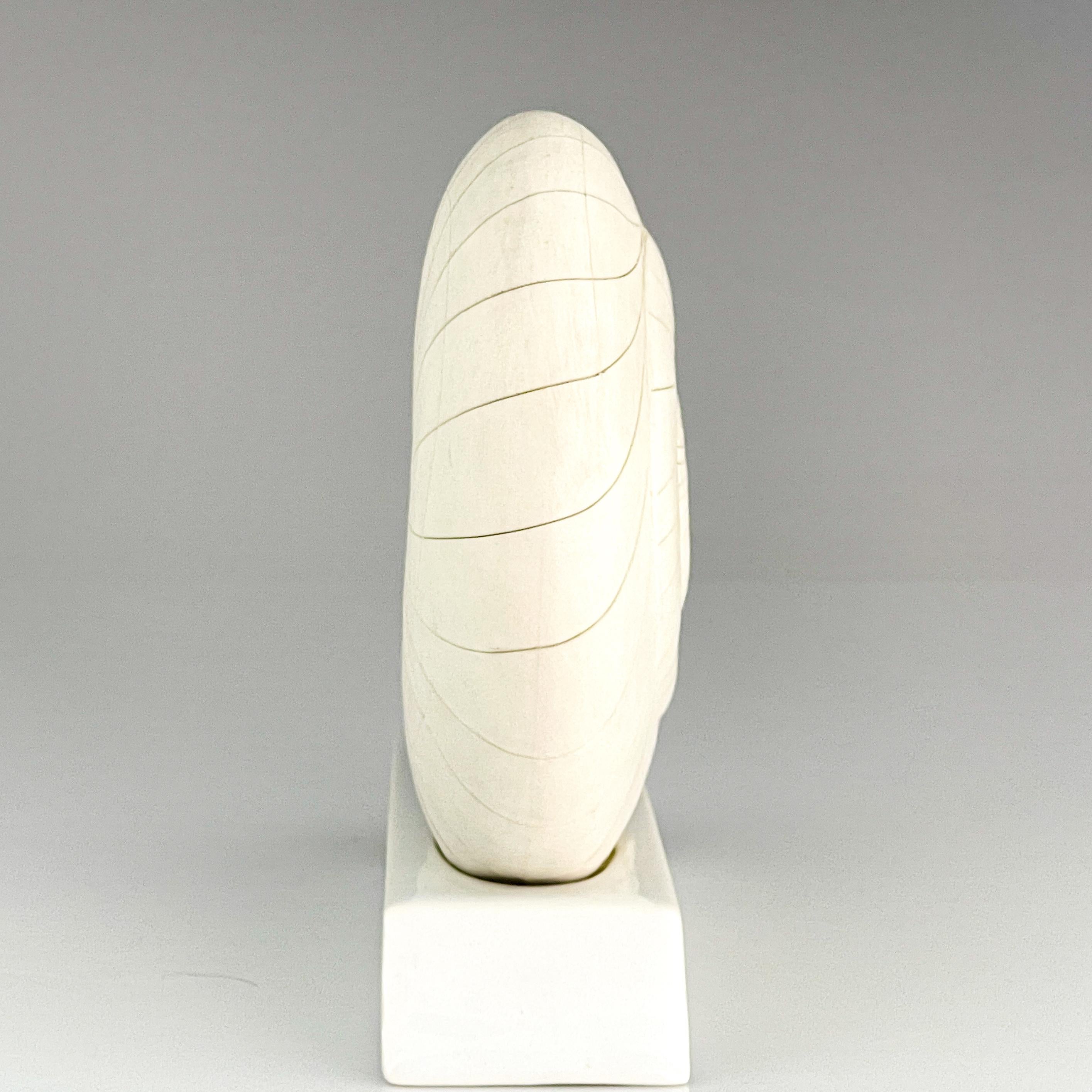 Ceramic Gunvor Olin-Grönqvist Scandinavian Modern Stoneware Sculpture Shell Handmade For Sale