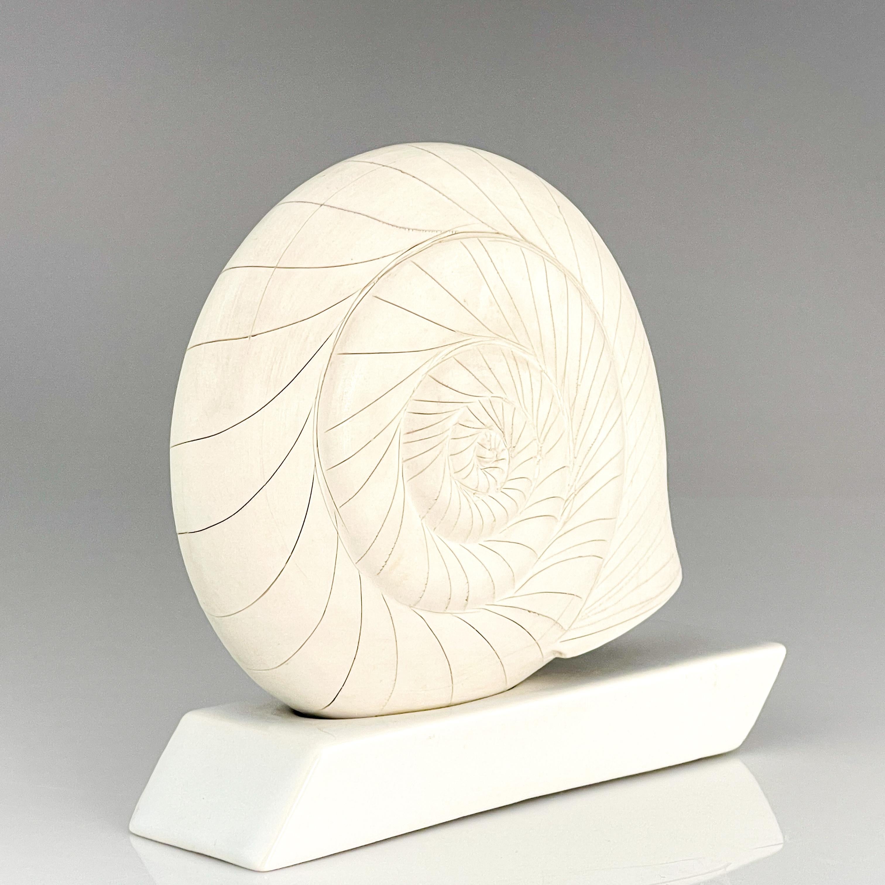 Gunvor Olin-Grönqvist Scandinavian Modern Stoneware Sculpture Shell Handmade For Sale 1