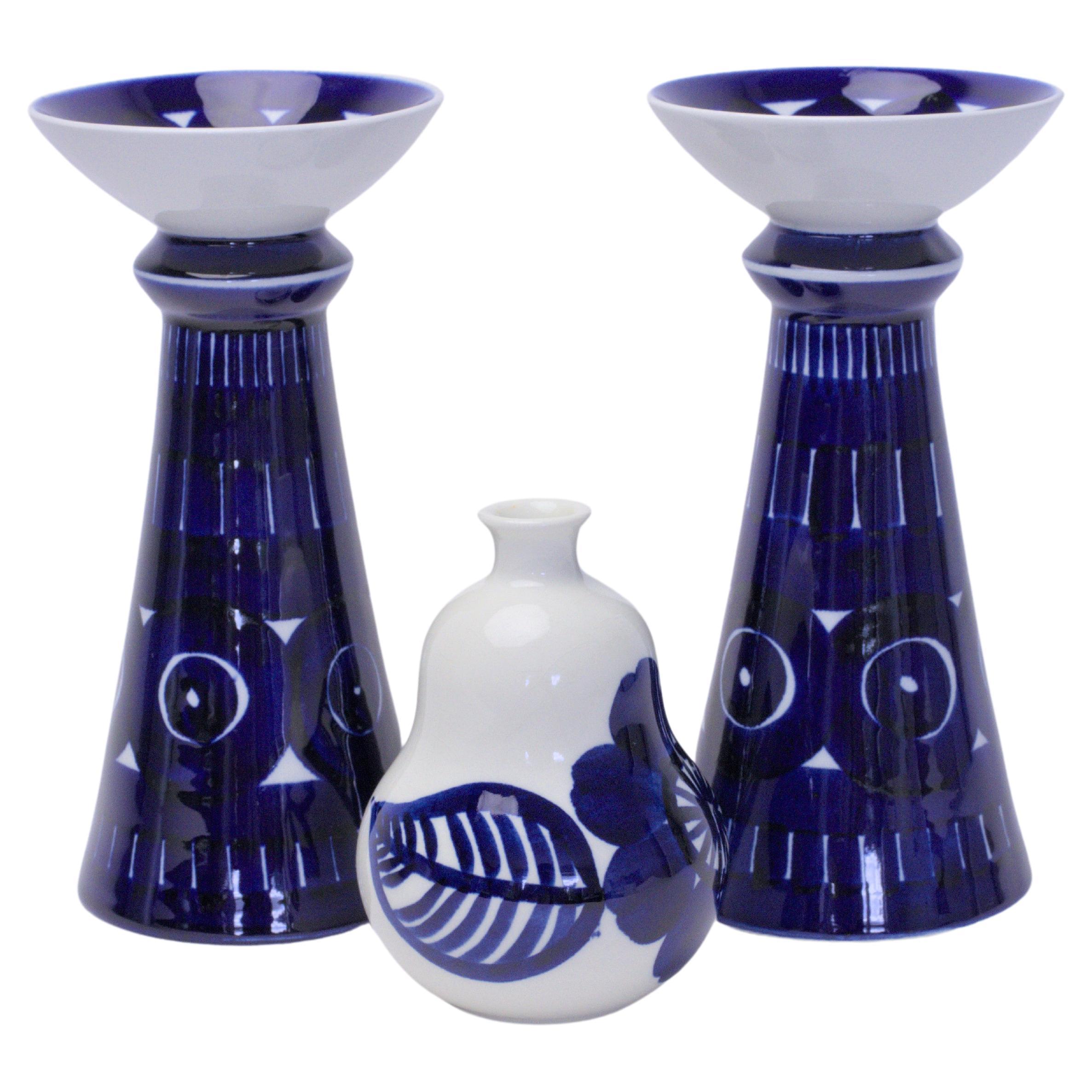 Gunvor Olin-Grönqvist - Ulla Procope - Arabia - Candle Holders and Vase For Sale