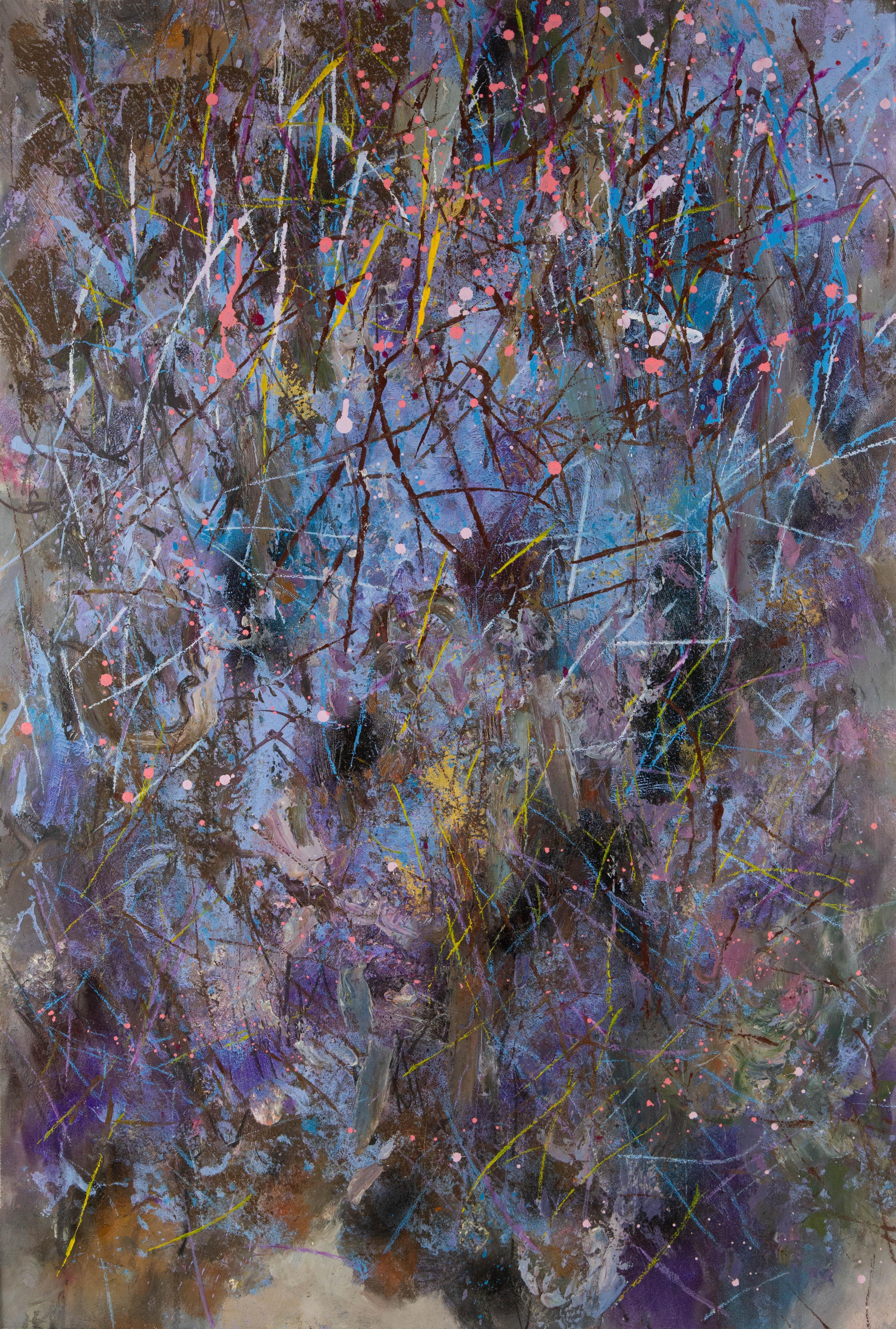  Title: Phantom III
 Medium: Oil on canvas
 Size: 35 x 24 inches
 Frame: Framing options available!
 Condition: The painting appears to be in excellent condition.
 Note: This painting is unstretched
 Year: 2000 Circa
 Artist: Guohua Meng
 Signature: