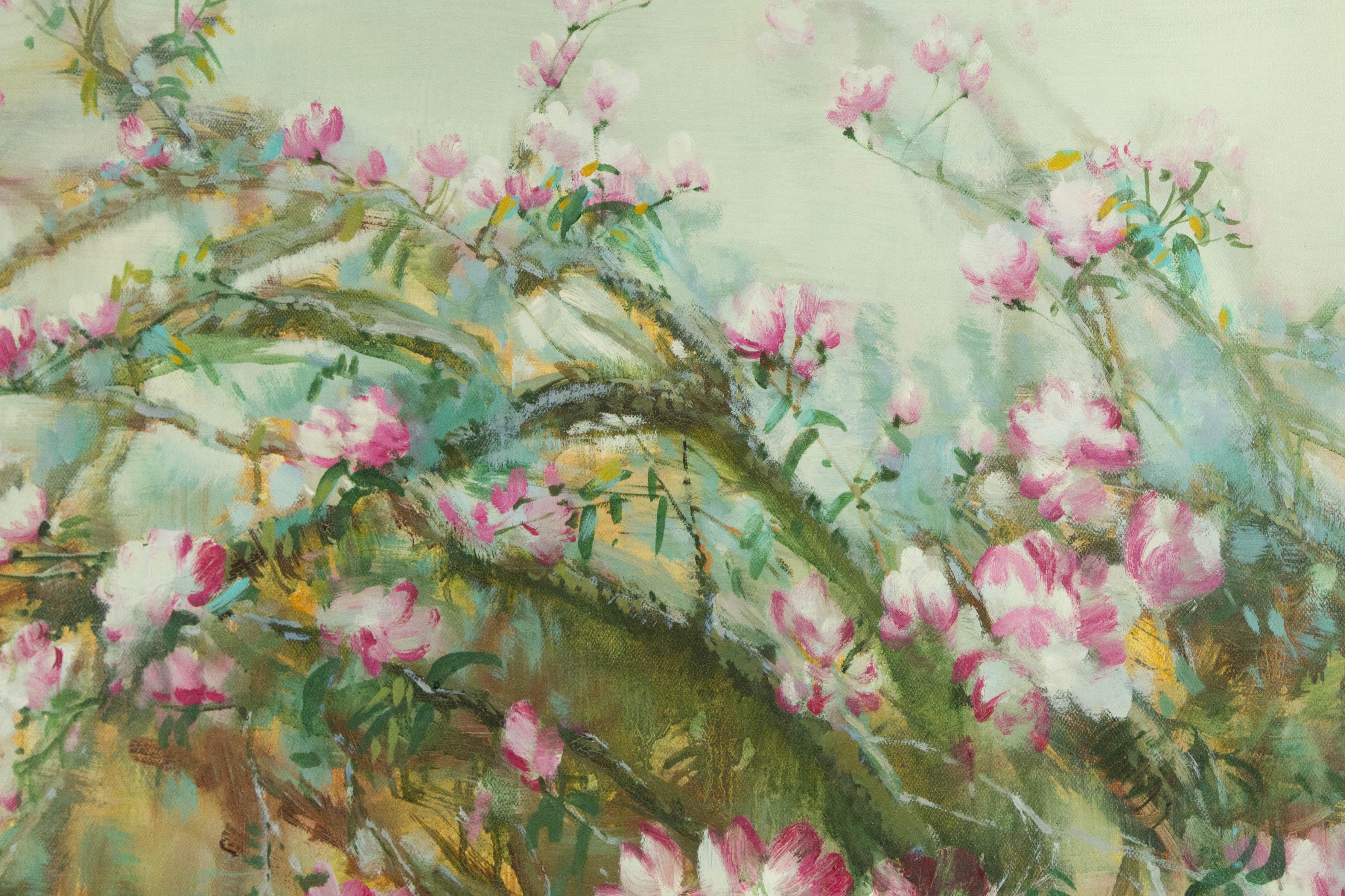 Guojun Zhang Floral Original Öl auf Leinwand 