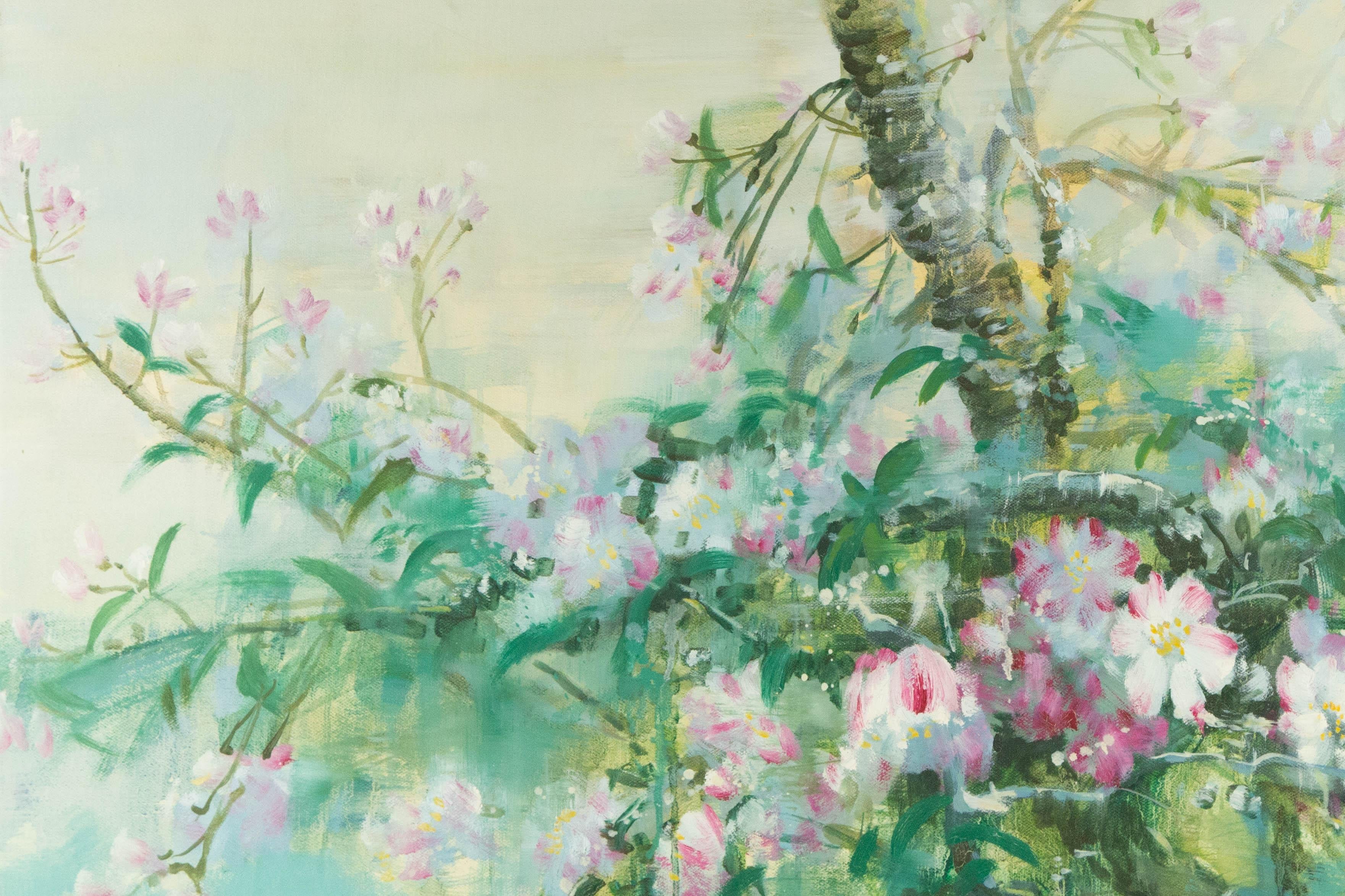 Guojun Zhang Floral Original Oil On Canvas 