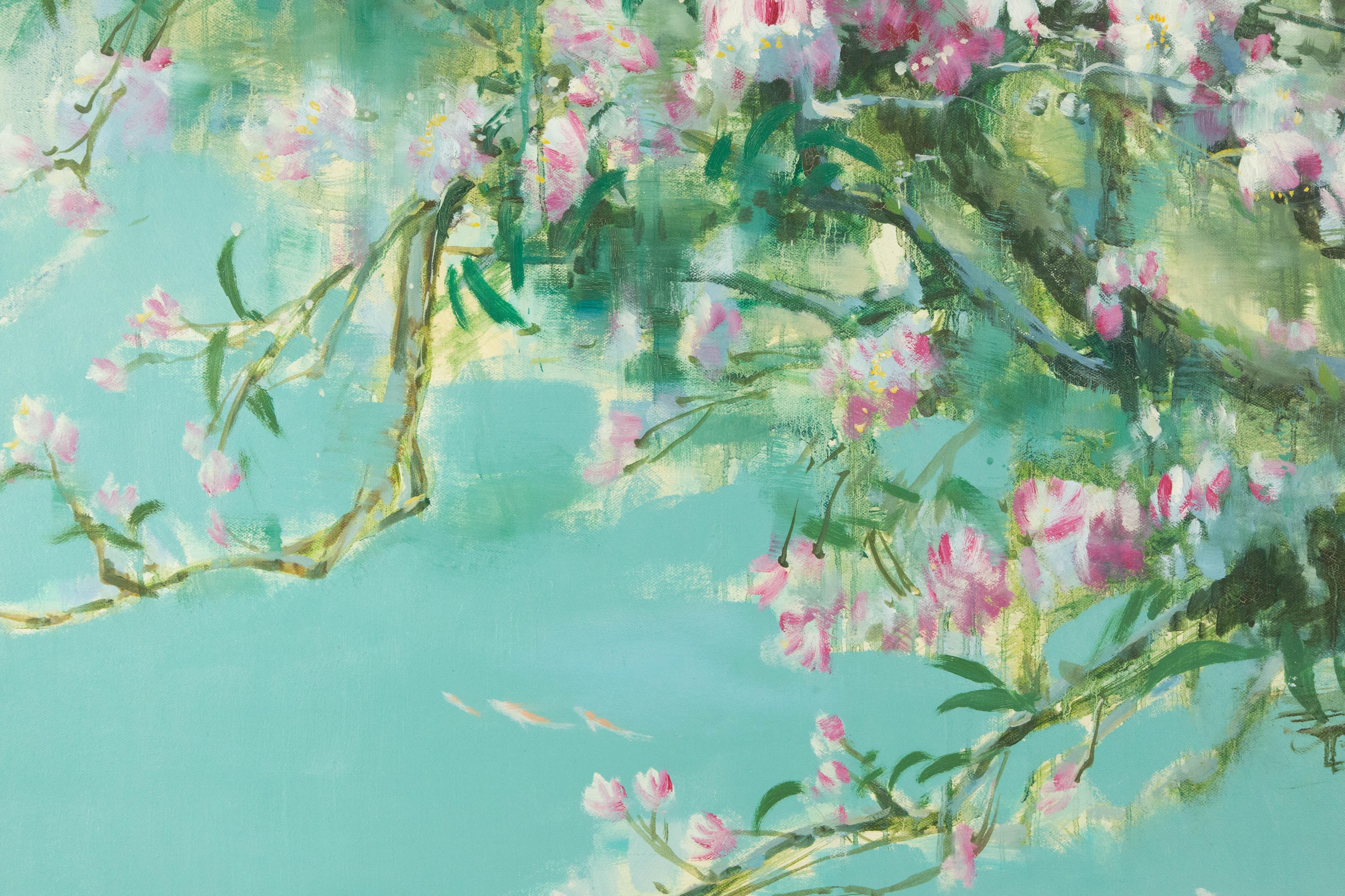 Guojun Zhang Floral Original Oil On Canvas 