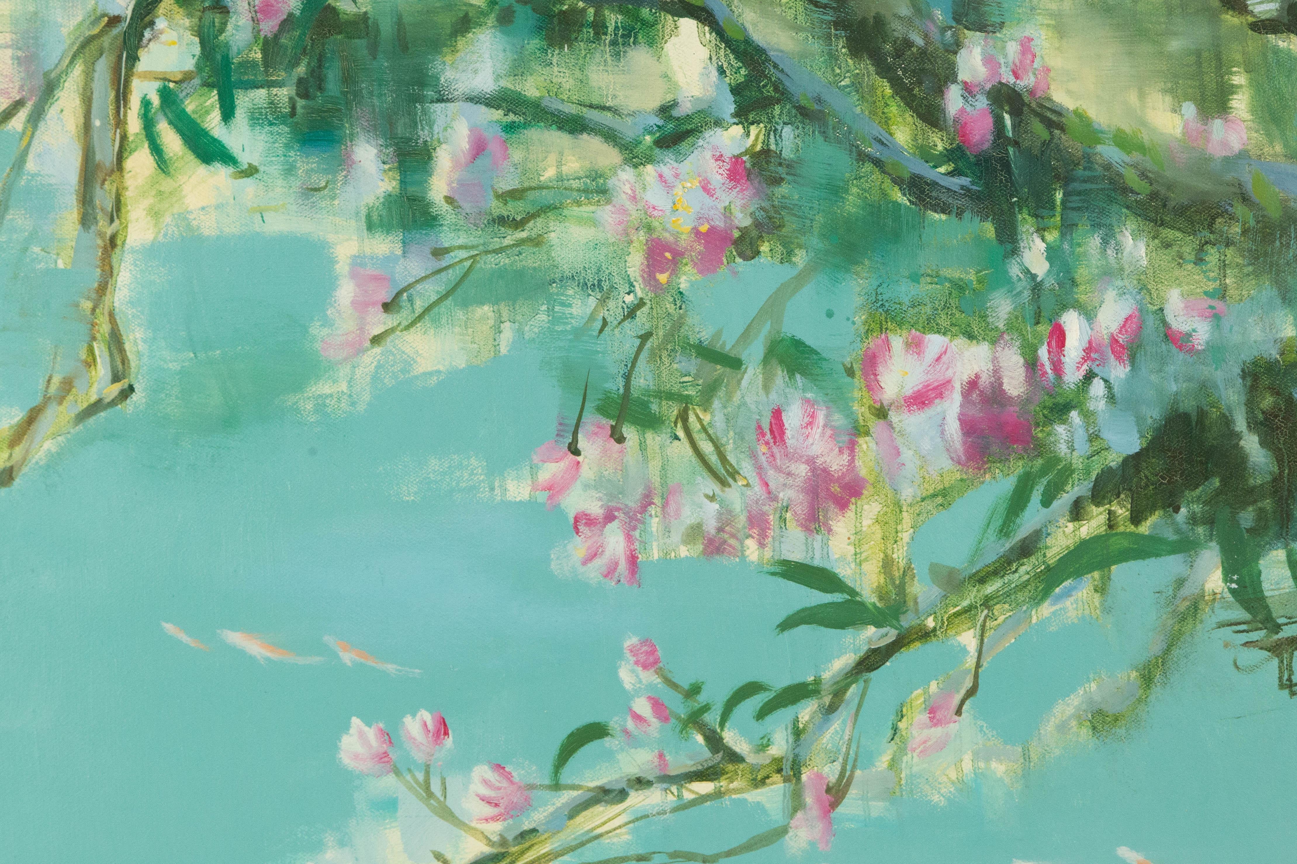 Guojun Zhang Floral Original Oil On Canvas 