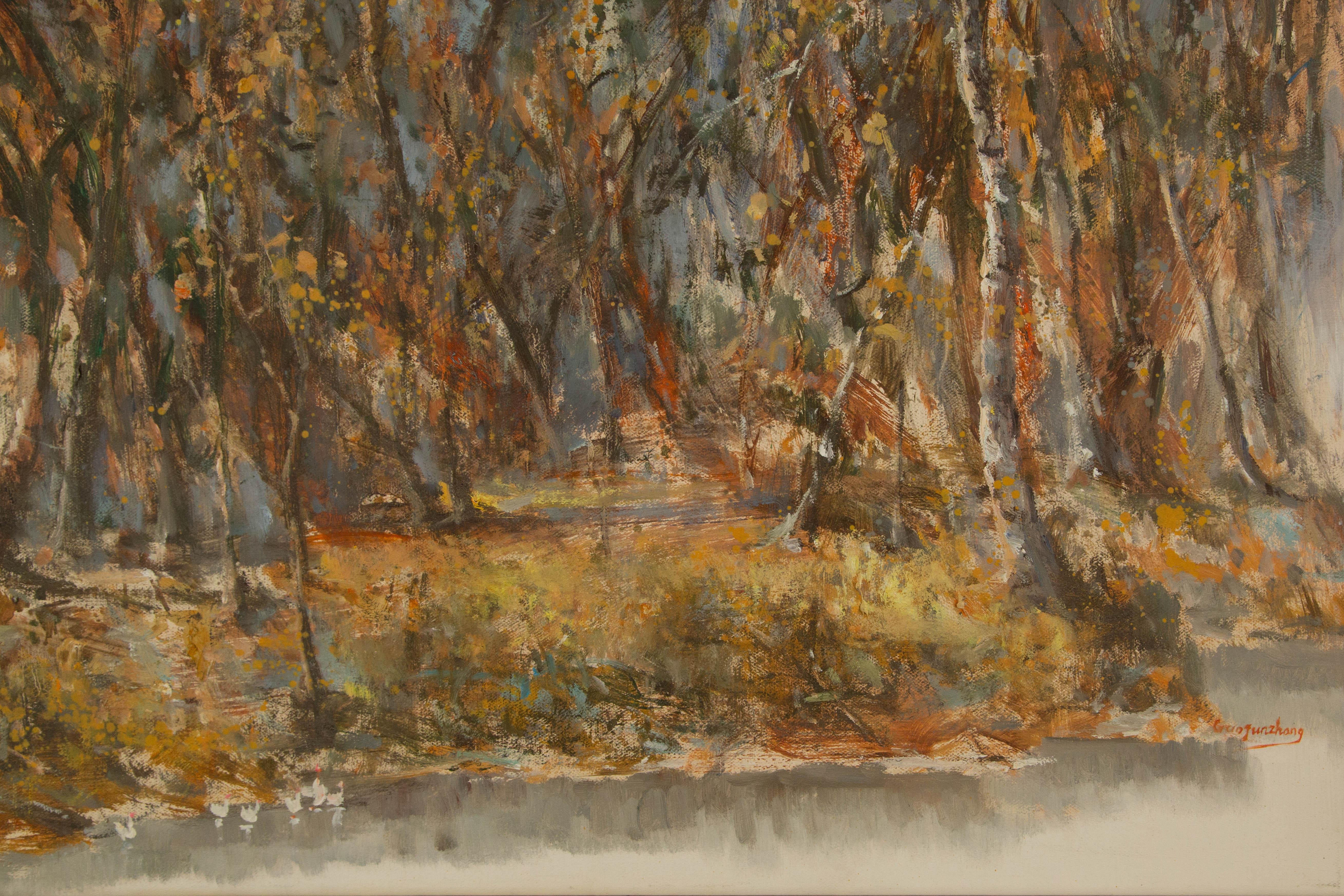 Guojun Zhang Paisaje Original Óleo Sobre Lienzo 