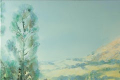 Zhang Guojun Landscape Original Oil On Canvas "Green Valley" (Paysage original à l'huile sur toile)