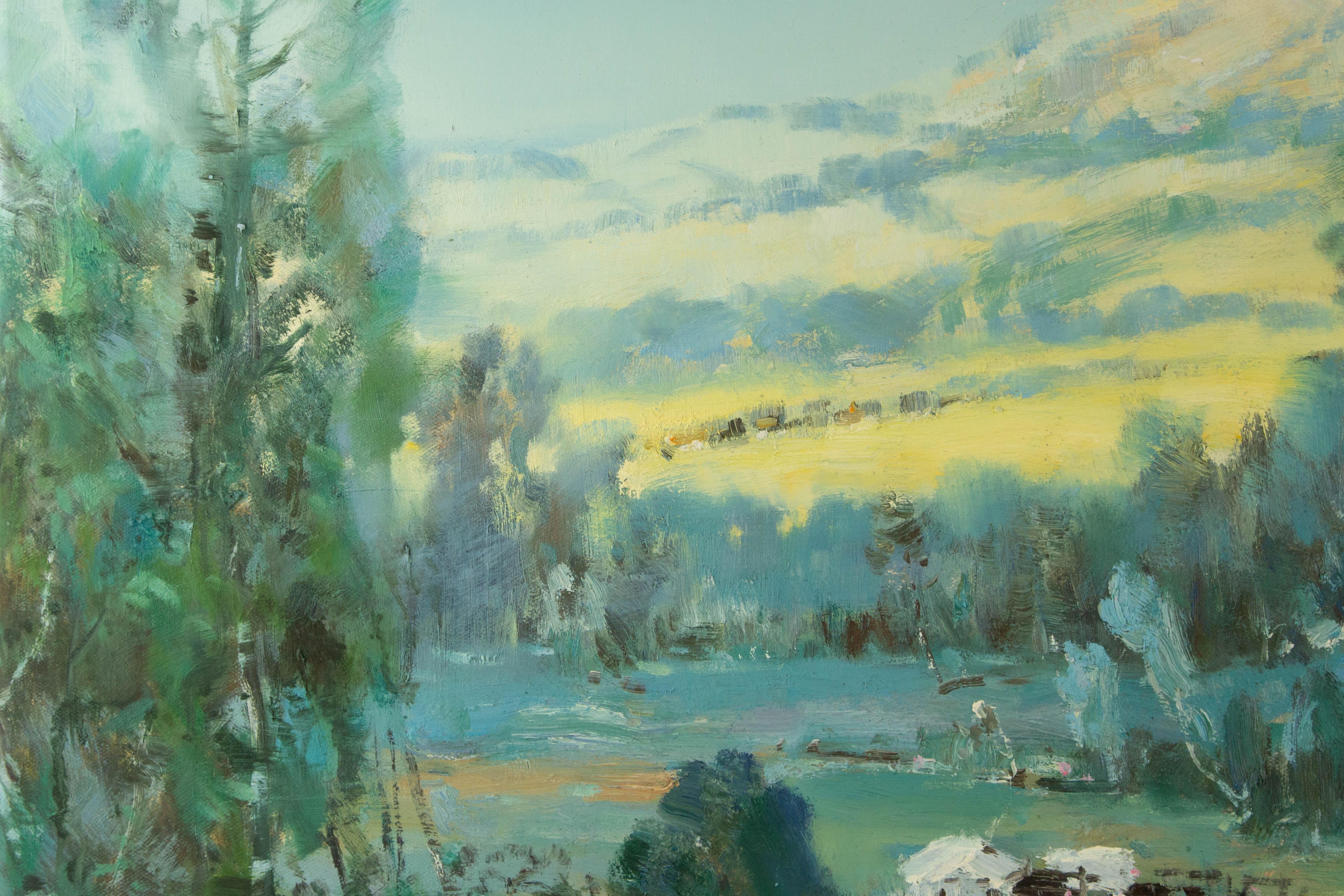 Guojun Zhang Landscape Original Oil On Canvas 