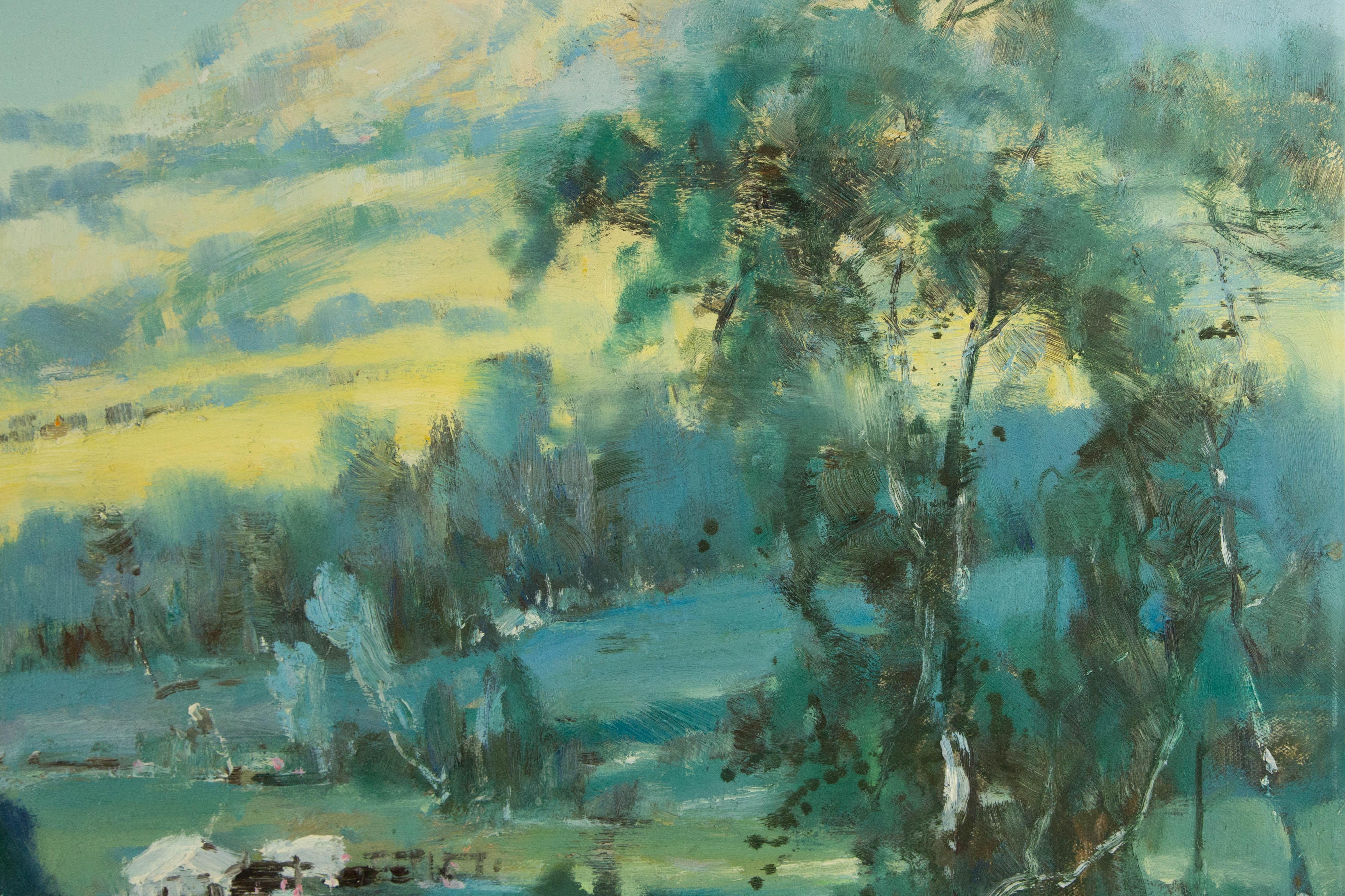 Guojun Zhang Landscape Original Oil On Canvas 
