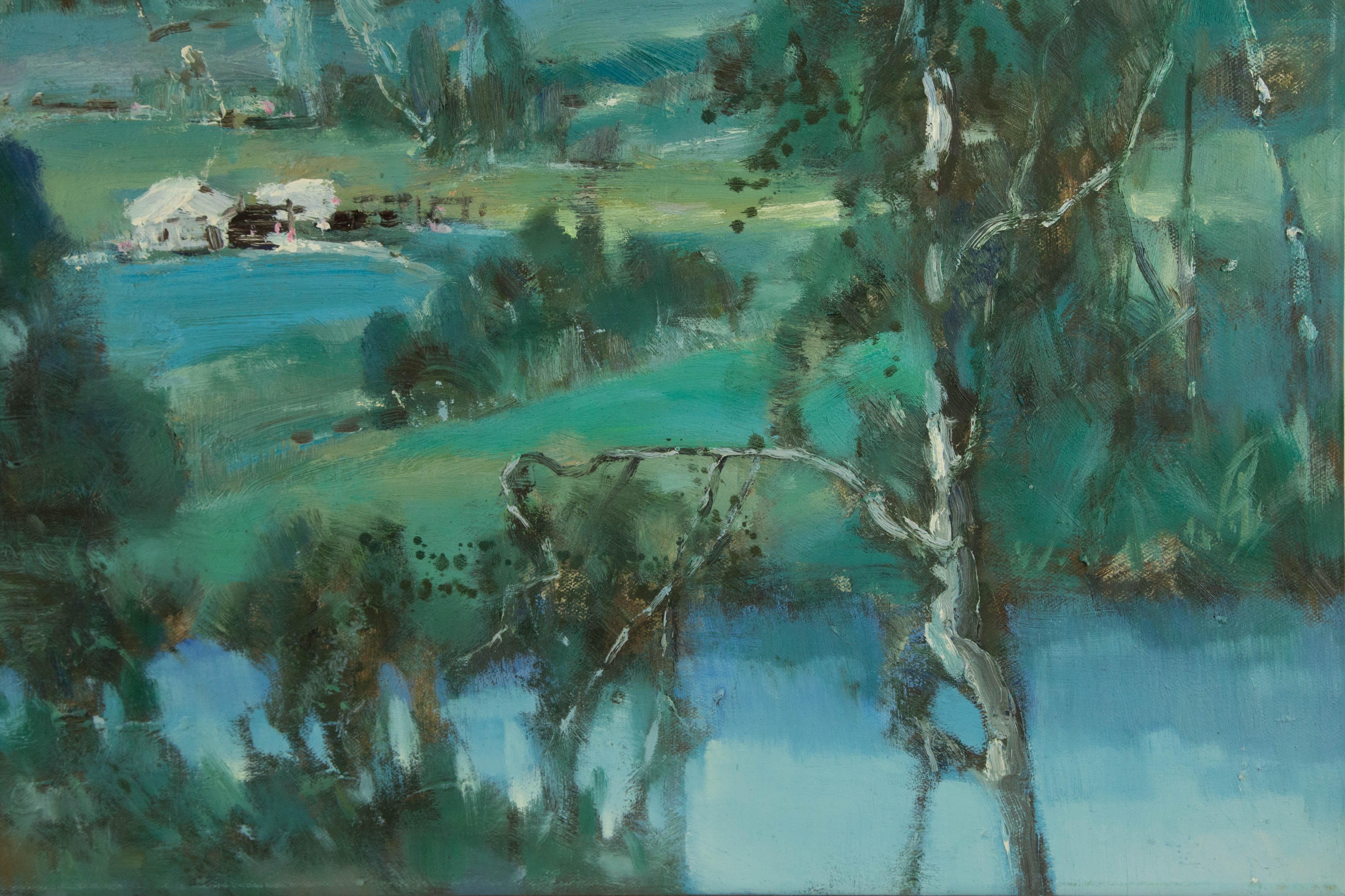Guojun Zhang Landscape Original Oil On Canvas 