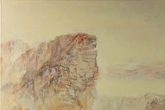 Zhang Guojun Landscape Original Oil On Canvas "Misted Mountain Top" (Paysage original à l'huile sur toile)