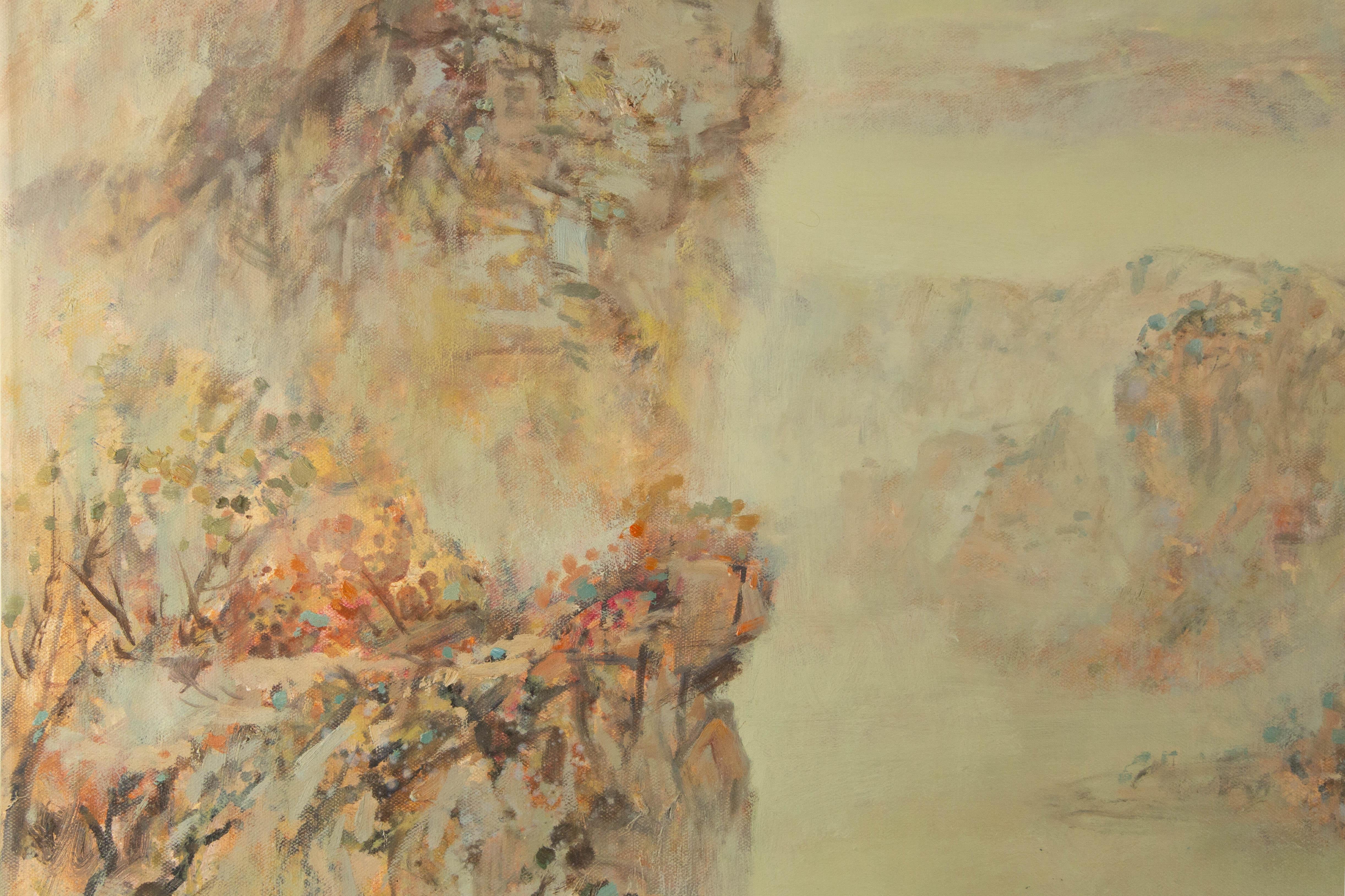 Guojun Zhang Paisaje Óleo original sobre lienzo 