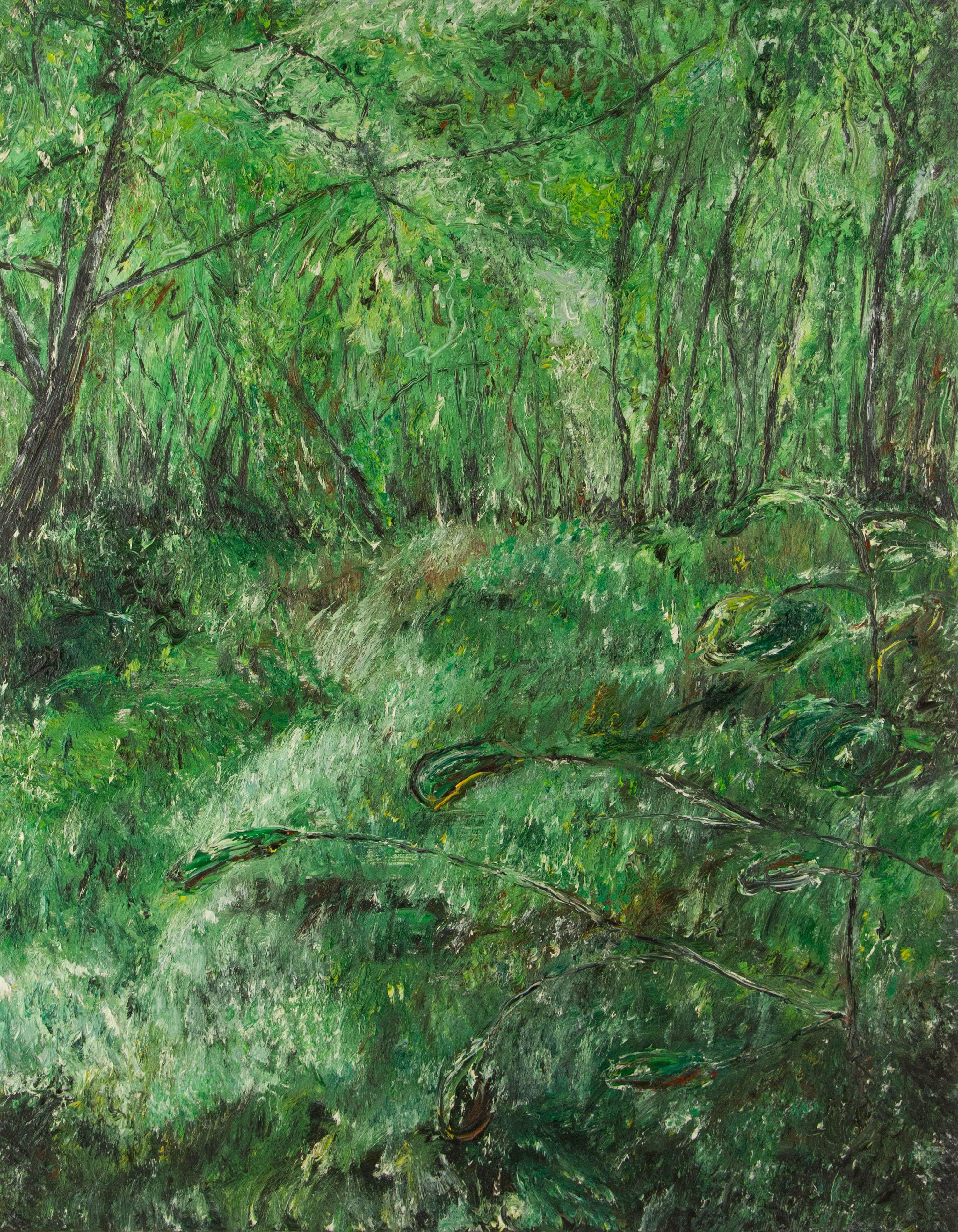 Guoqiang Ning Landscape Painting – Guoqiang Nin Landschaft Original Öl auf Leinwand "Verborgene Szenen"